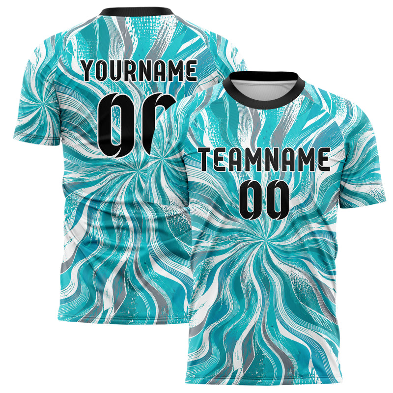 Aqua klassisches abstrakte Linien wavy Parallel Curves Design 12-0374 individuelles Fußballtrikot main