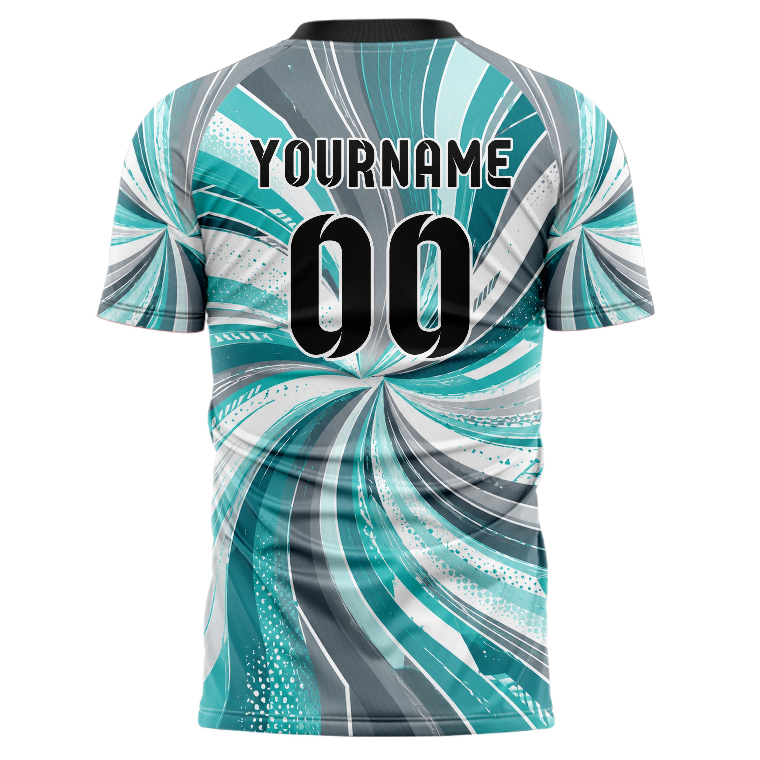 Aqua klassisches abstrakte Linien wavy Parallel Curves Design 12-0542 individuelles Fußballtrikot back