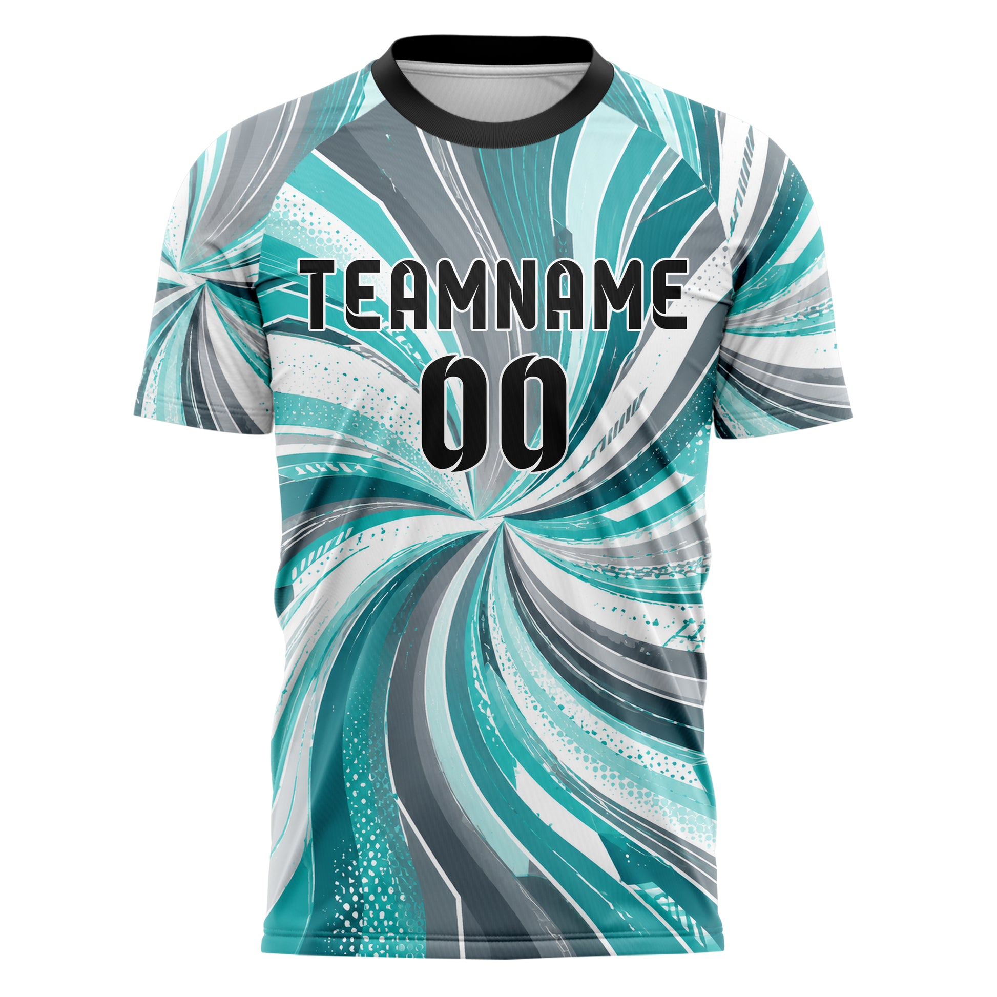 Aqua klassisches abstrakte Linien wavy Parallel Curves Design 12-0542 individuelles Fußballtrikot front