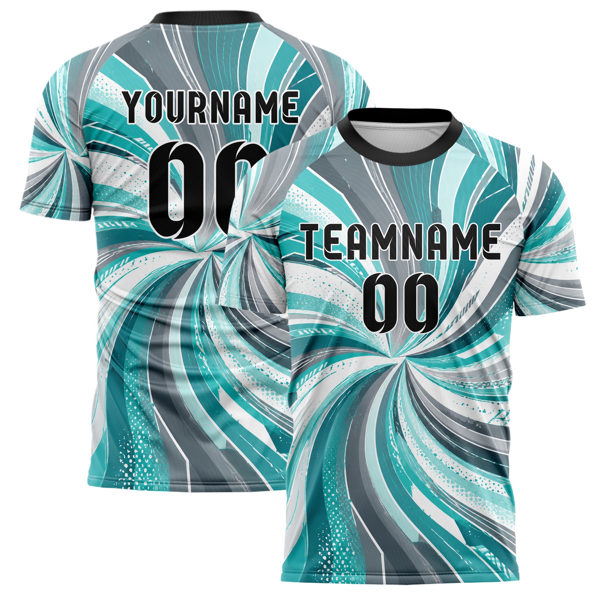 Aqua klassisches abstrakte Linien wavy Parallel Curves Design 12-0542 individuelles Fußballtrikot main