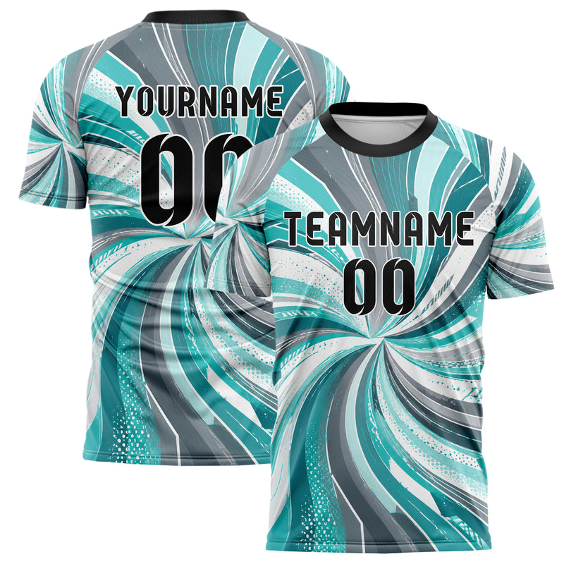 Aqua klassisches abstrakte Linien wavy Parallel Curves Design 12-0542 individuelles Fußballtrikot main