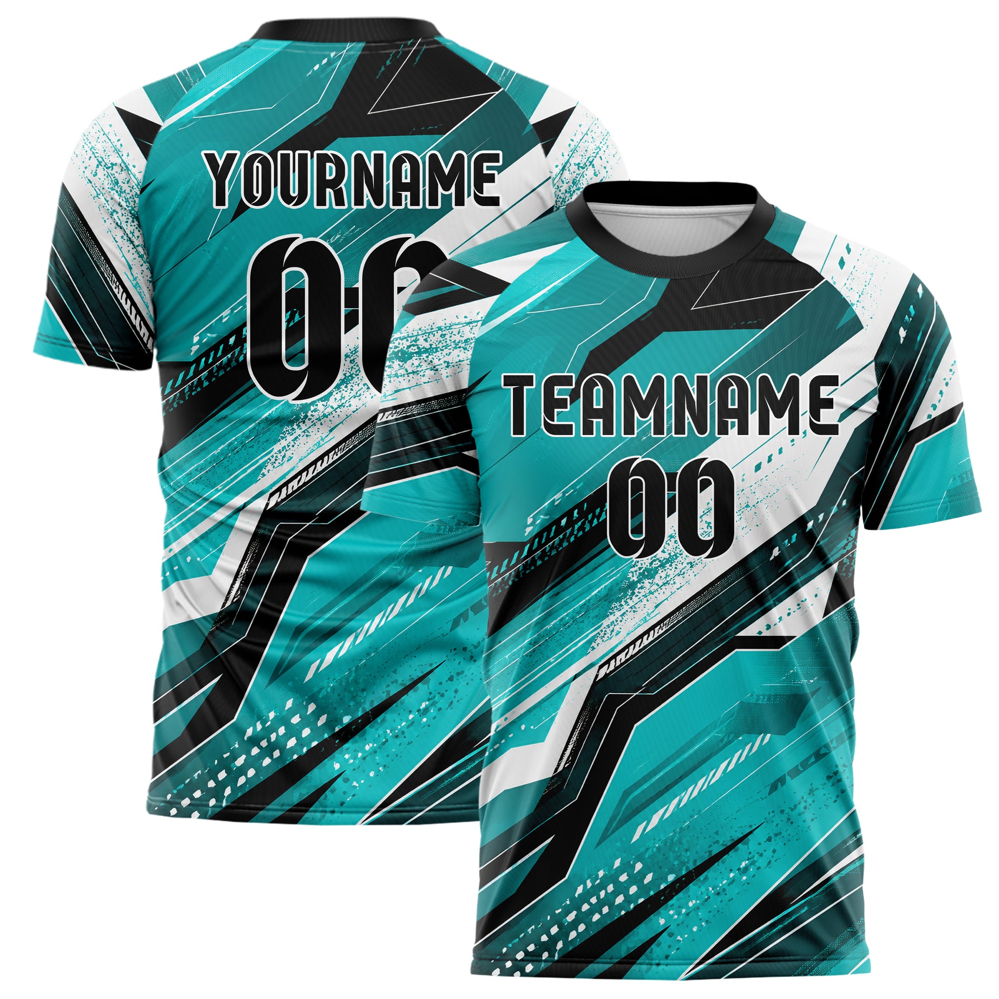 Cyan lebendiges abstrakte Linien asymmetrische Vector Panels Design 12-0033 individuelles Fußballtrikot main