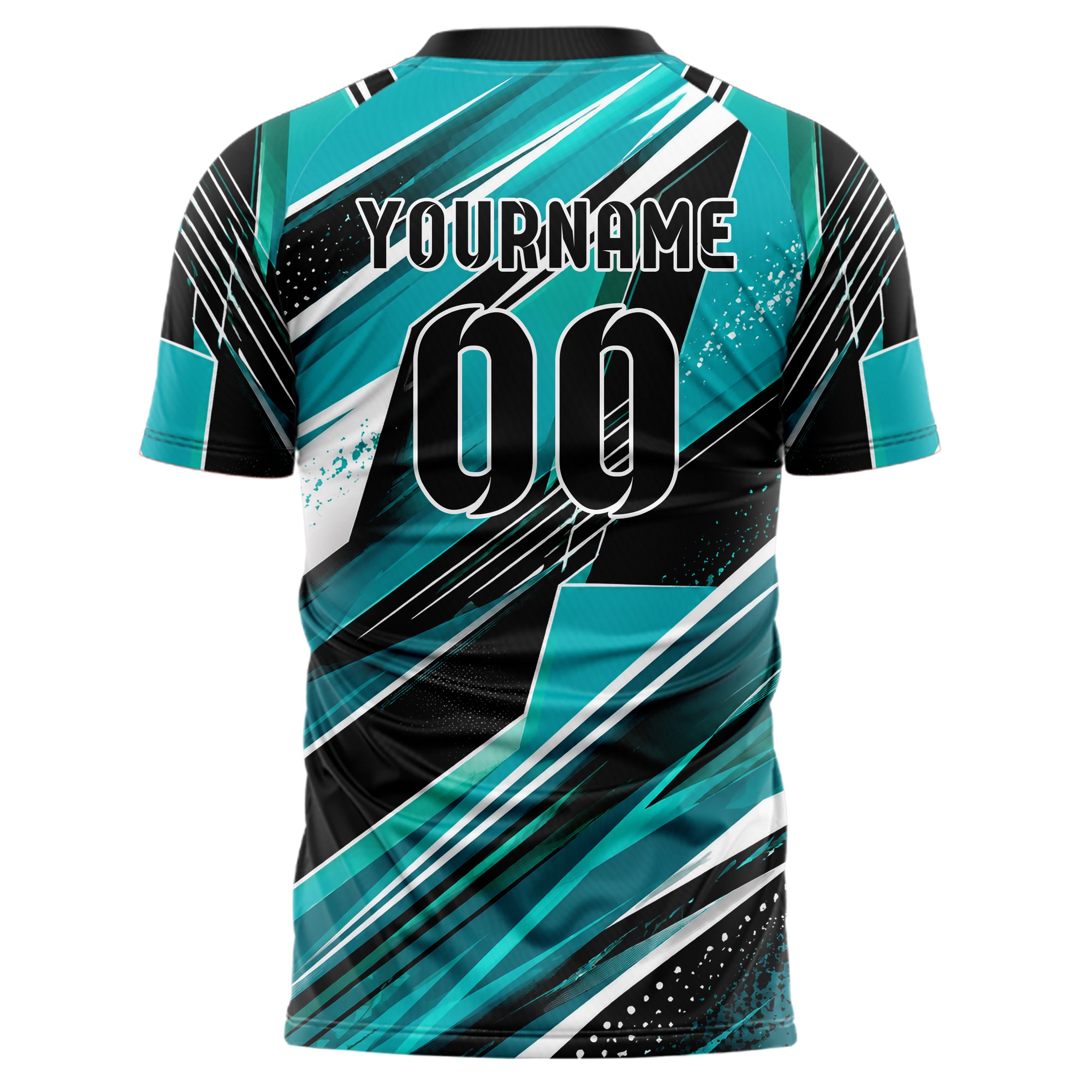 Cyan lebendiges abstrakte Linien asymmetrische Vector Panels Design 12-0417 individuelles Fußballtrikot back