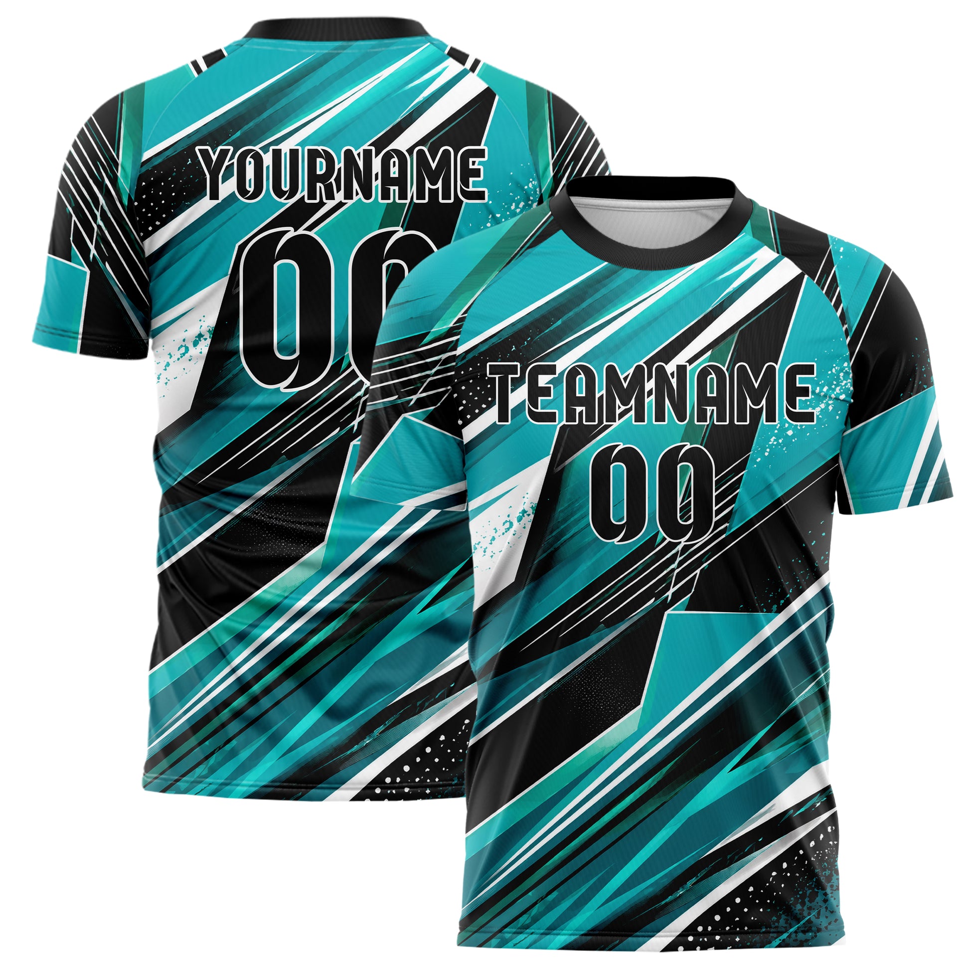 Cyan lebendiges abstrakte Linien asymmetrische Vector Panels Design 12-0417 individuelles Fußballtrikot main