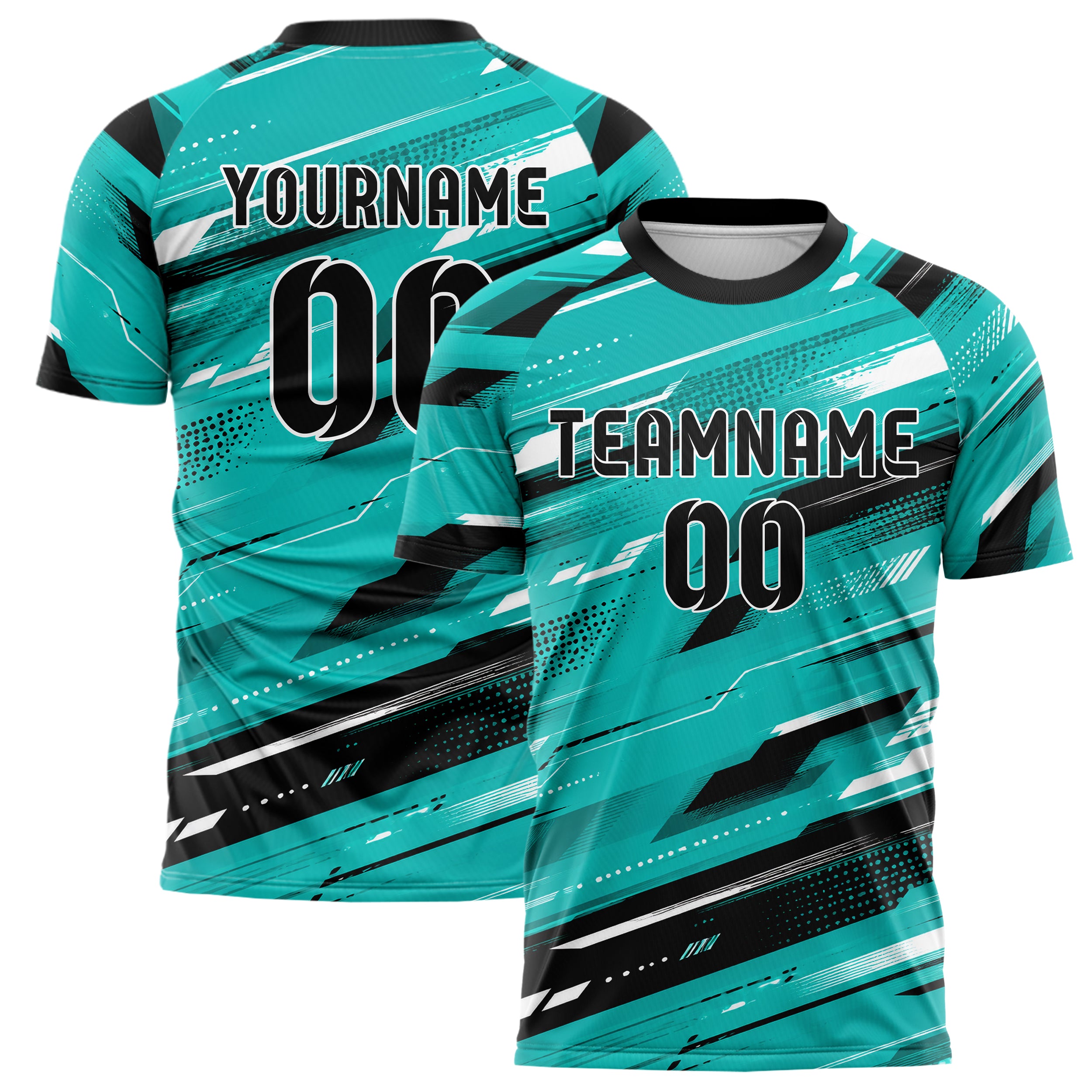 Cyan lebendiges abstrakte Linien diagonale Streamlines Design 12-0435 individuelles Fußballtrikot main
