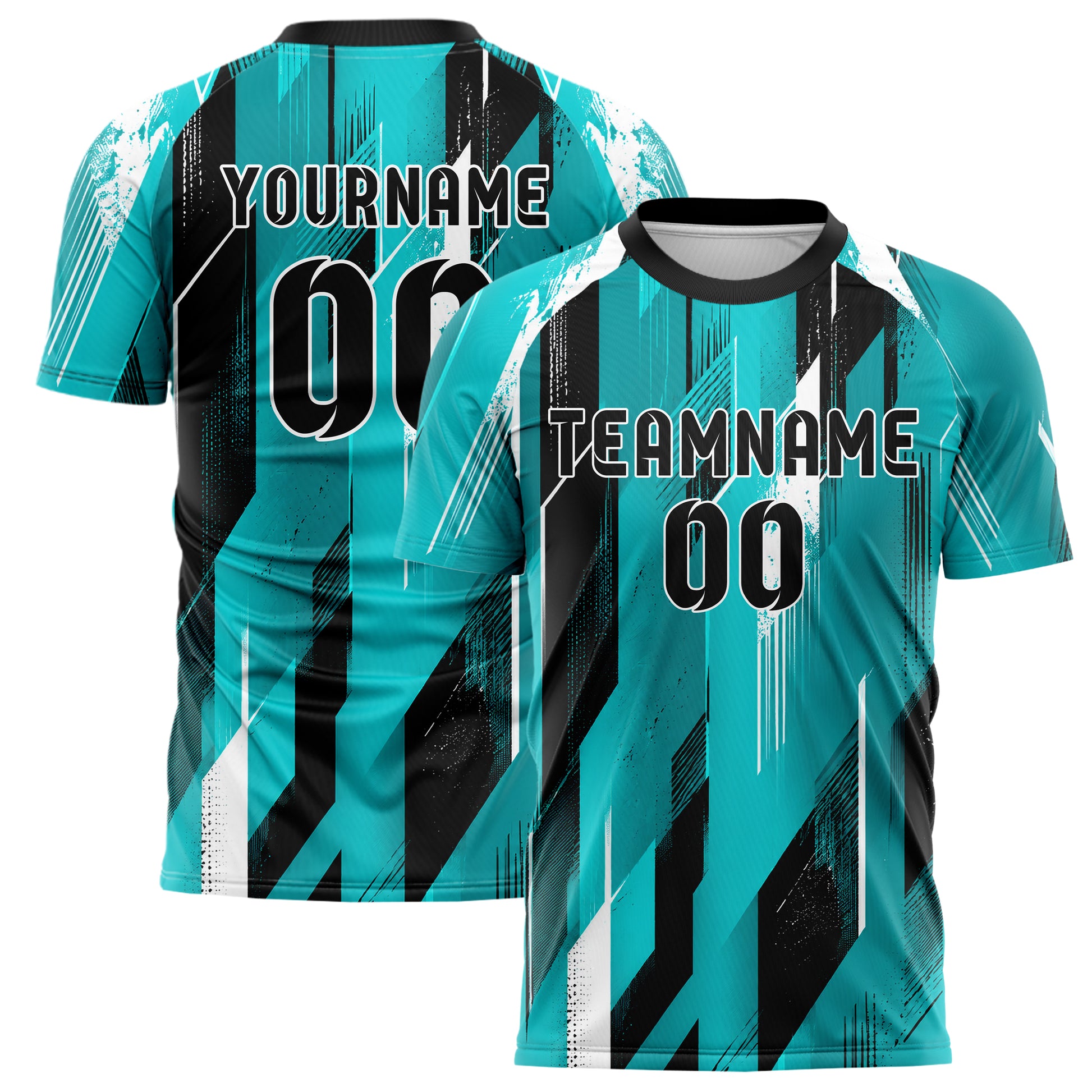 Cyan lebendiges abstrakte Linien diagonale Streamlines Design 12-0483 individuelles Fußballtrikot main
