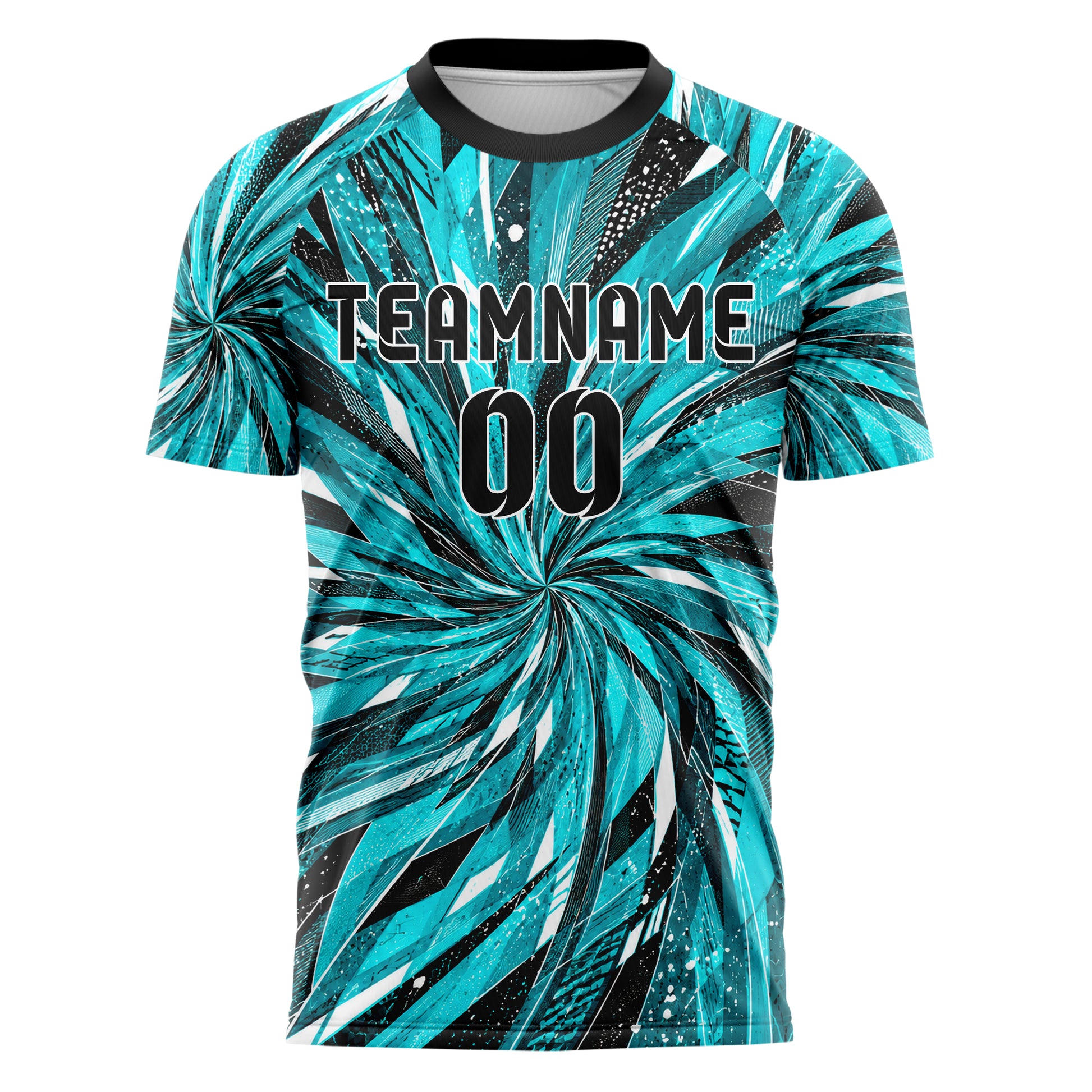 Cyan lebendiges abstrakte Linien Speckles Line Accents Design 12-0312 individuelles Fußballtrikot front