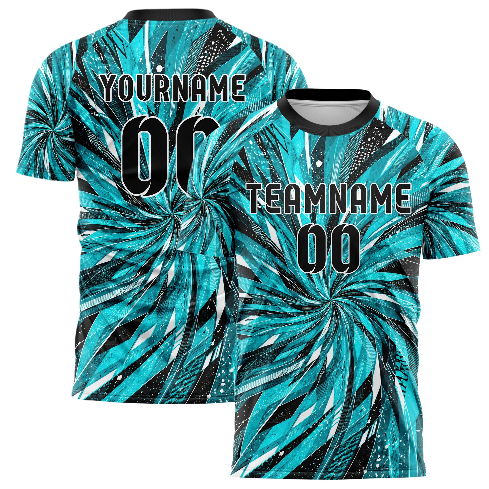 Cyan lebendiges abstrakte Linien Speckles Line Accents Design 12-0312 individuelles Fußballtrikot main