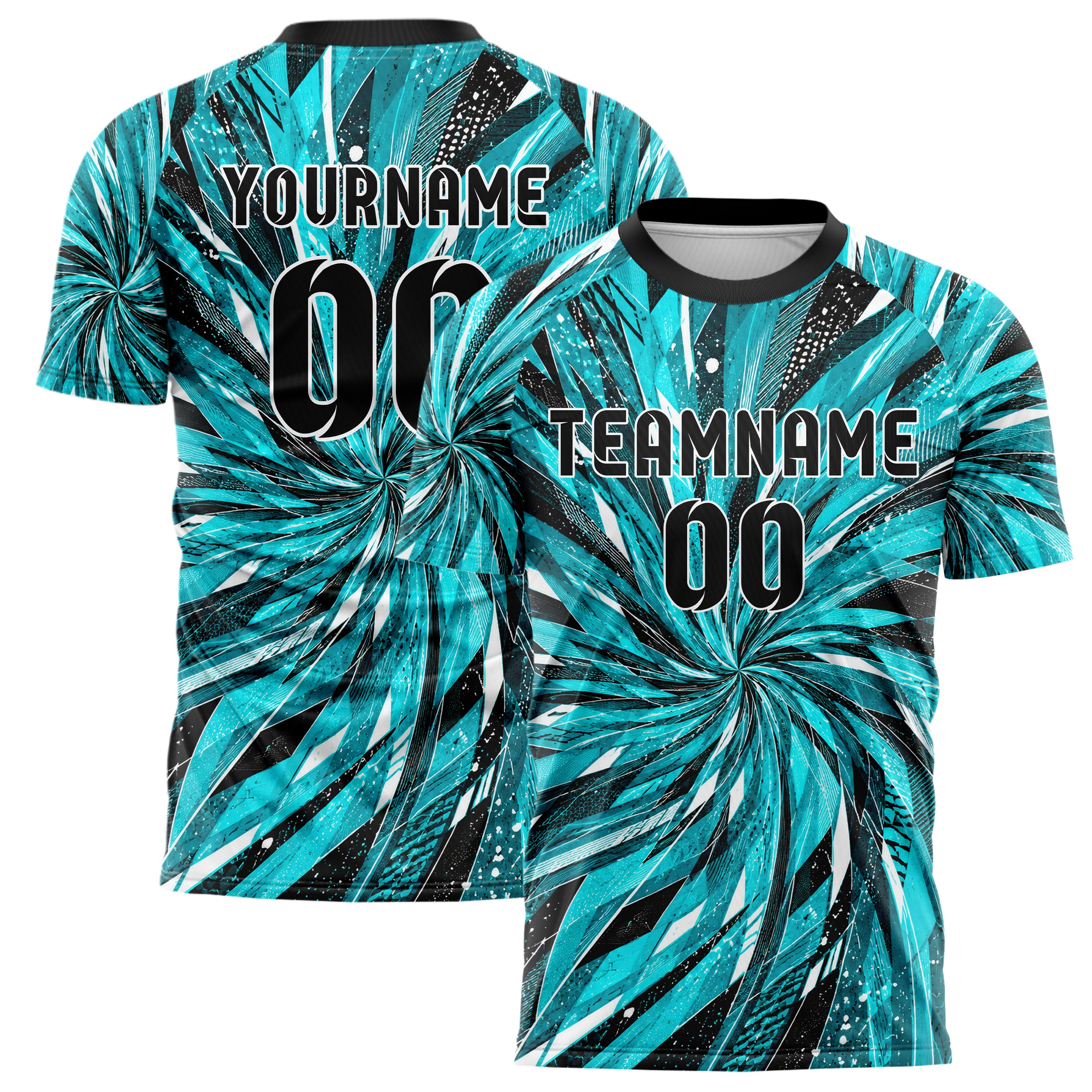 Cyan lebendiges abstrakte Linien Speckles Line Accents Design 12-0312 individuelles Fußballtrikot main