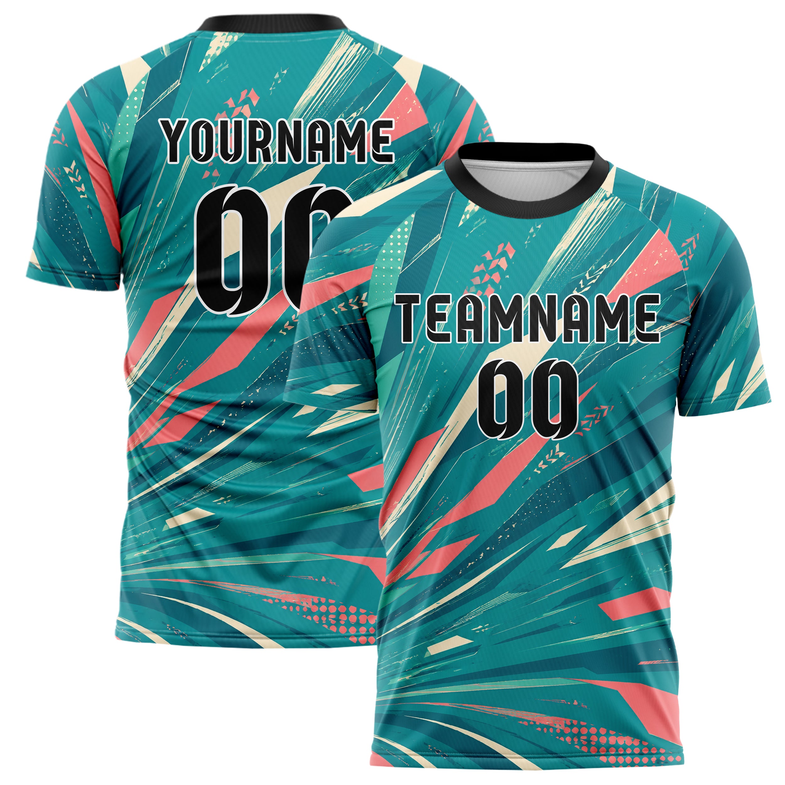 Petrol lebendiges abstrakte Linien asymmetrische Vector Panels Design 12-0289 individuelles Fußballtrikot main