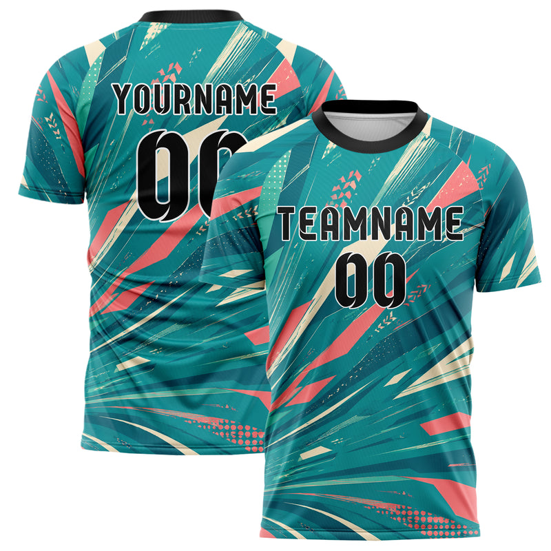 Petrol lebendiges abstrakte Linien asymmetrische Vector Panels Design 12-0289 individuelles Fußballtrikot main