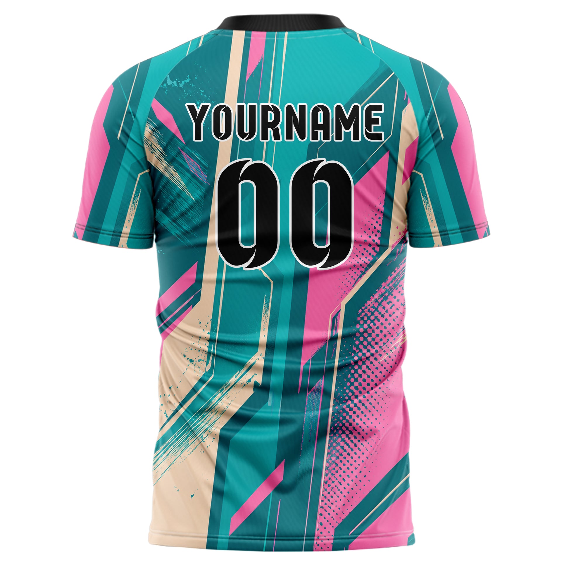 Petrol lebendiges abstrakte Linien asymmetrische Vector Panels Design 12-0553 individuelles Fußballtrikot back