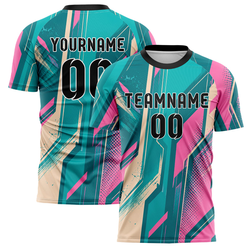 Petrol lebendiges abstrakte Linien asymmetrische Vector Panels Design 12-0553 individuelles Fußballtrikot main