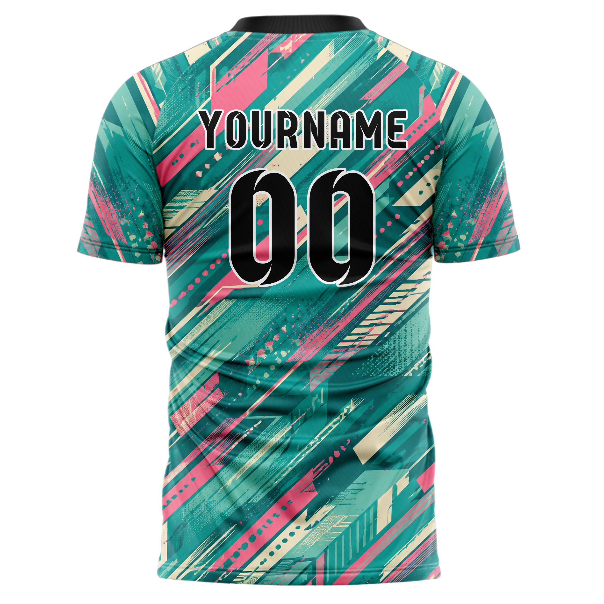 Petrol lebendiges abstrakte Linien diagonale Streamlines Design 12-0091 individuelles Fußballtrikot back