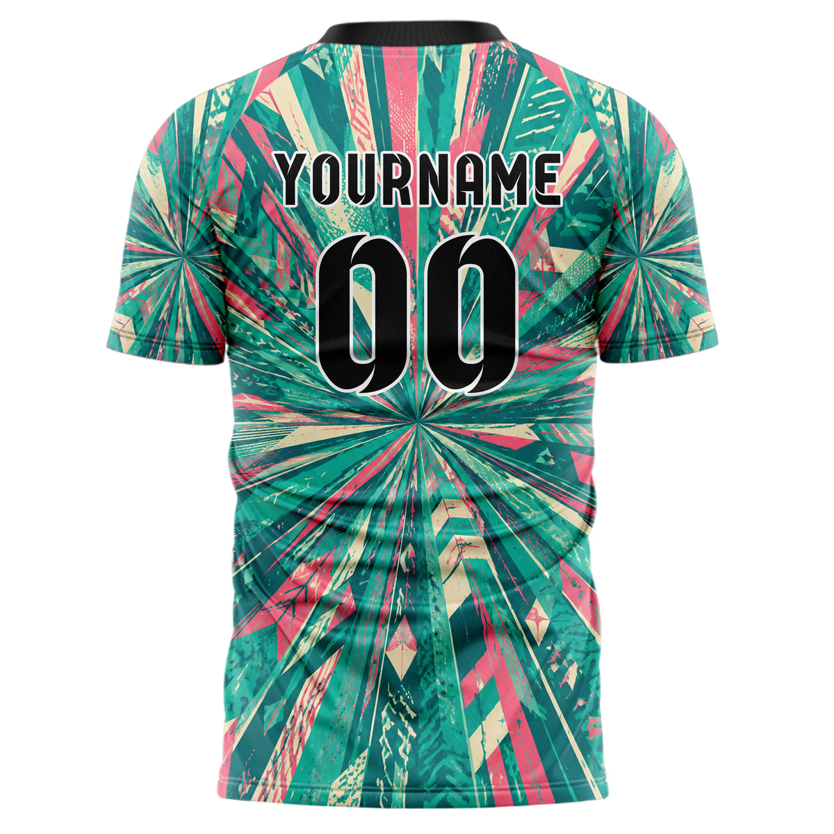 Petrol lebendiges abstrakte Linien diagonale Streamlines Design 12-0235 individuelles Fußballtrikot back