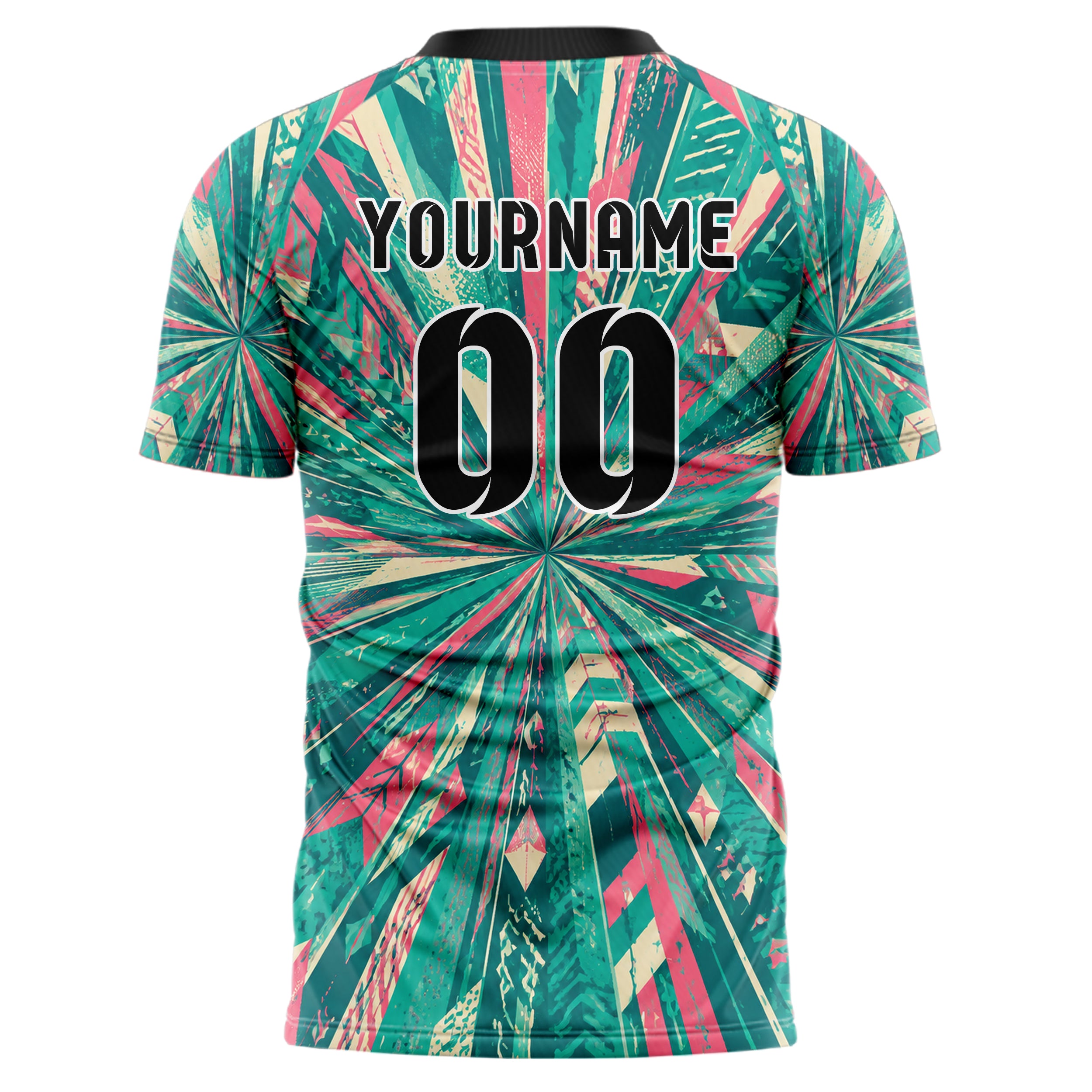Petrol lebendiges abstrakte Linien diagonale Streamlines Design 12-0235 individuelles Fußballtrikot back