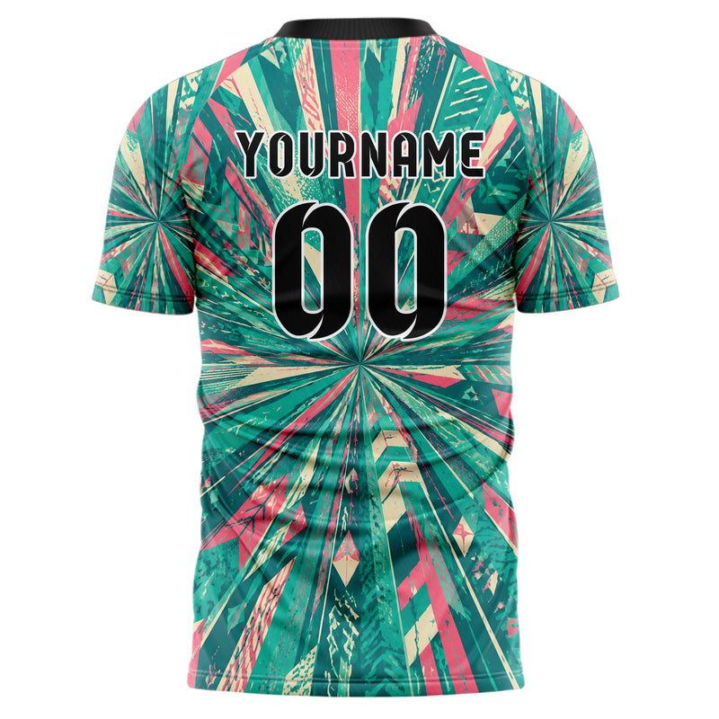 Petrol lebendiges abstrakte Linien diagonale Streamlines Design 12-0235 individuelles Fußballtrikot back