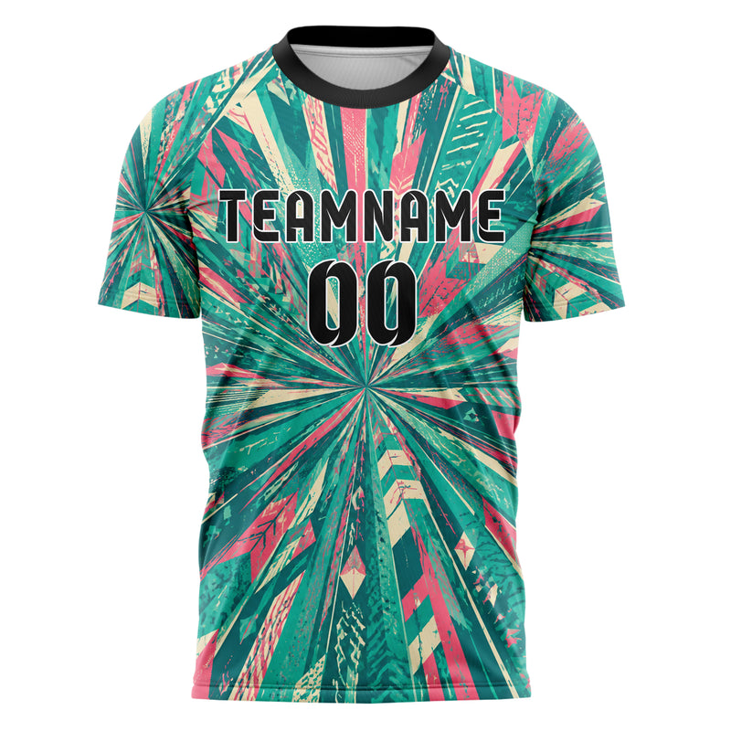 Petrol lebendiges abstrakte Linien diagonale Streamlines Design 12-0235 individuelles Fußballtrikot front