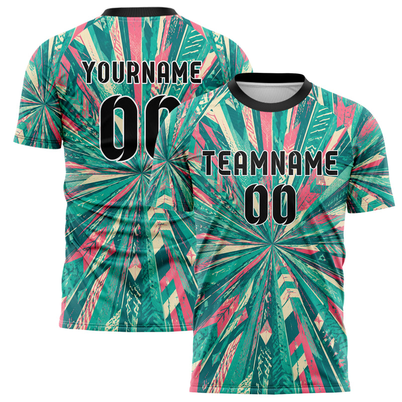 Petrol lebendiges abstrakte Linien diagonale Streamlines Design 12-0235 individuelles Fußballtrikot main