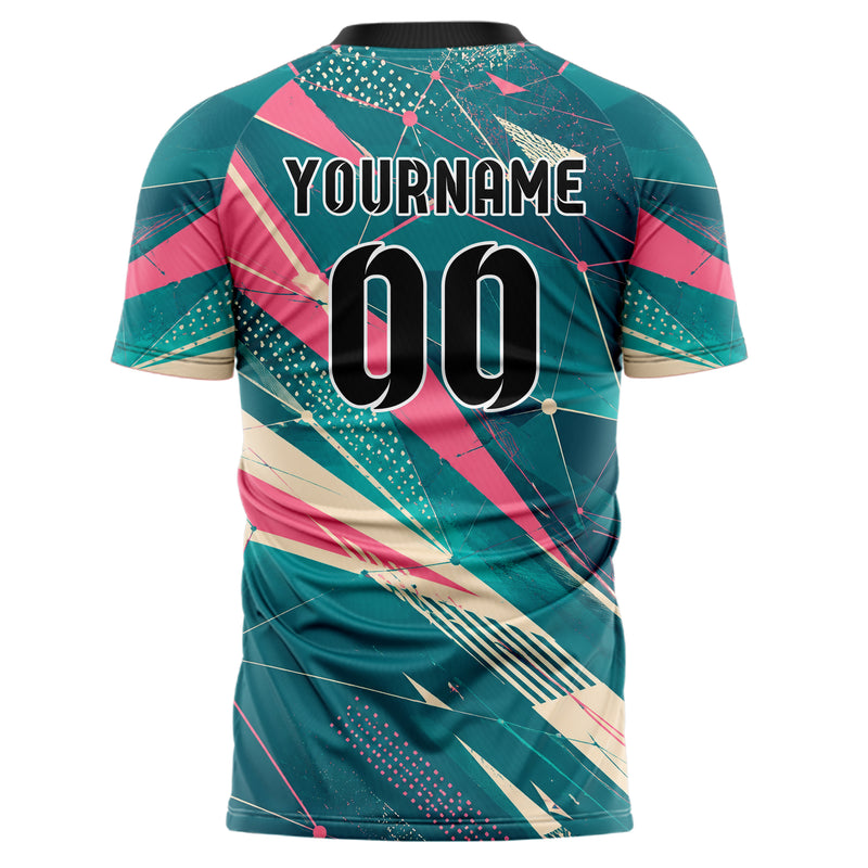 Petrol lebendiges abstrakte Linien Network Web Design 12-0199 individuelles Fußballtrikot back