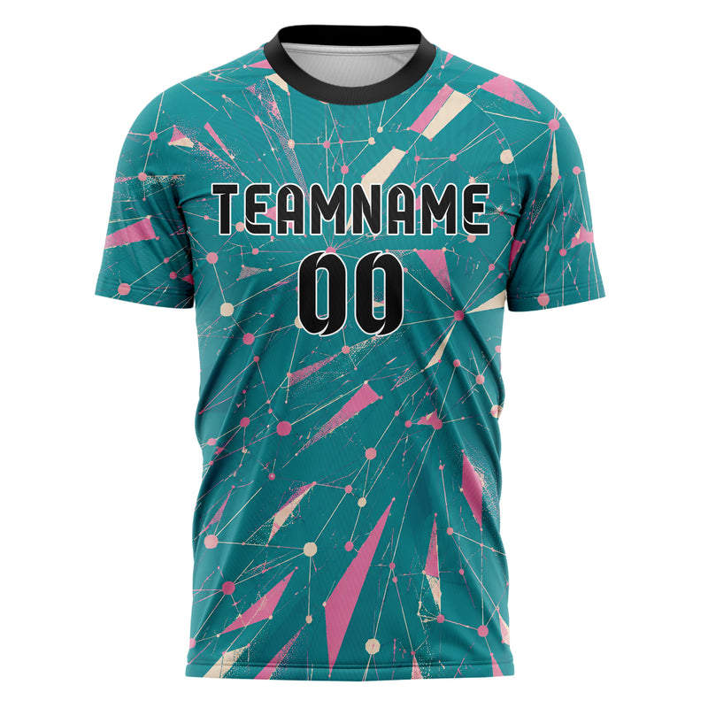 Petrol lebendiges abstrakte Linien Network Web Design 12-0295 individuelles Fußballtrikot front