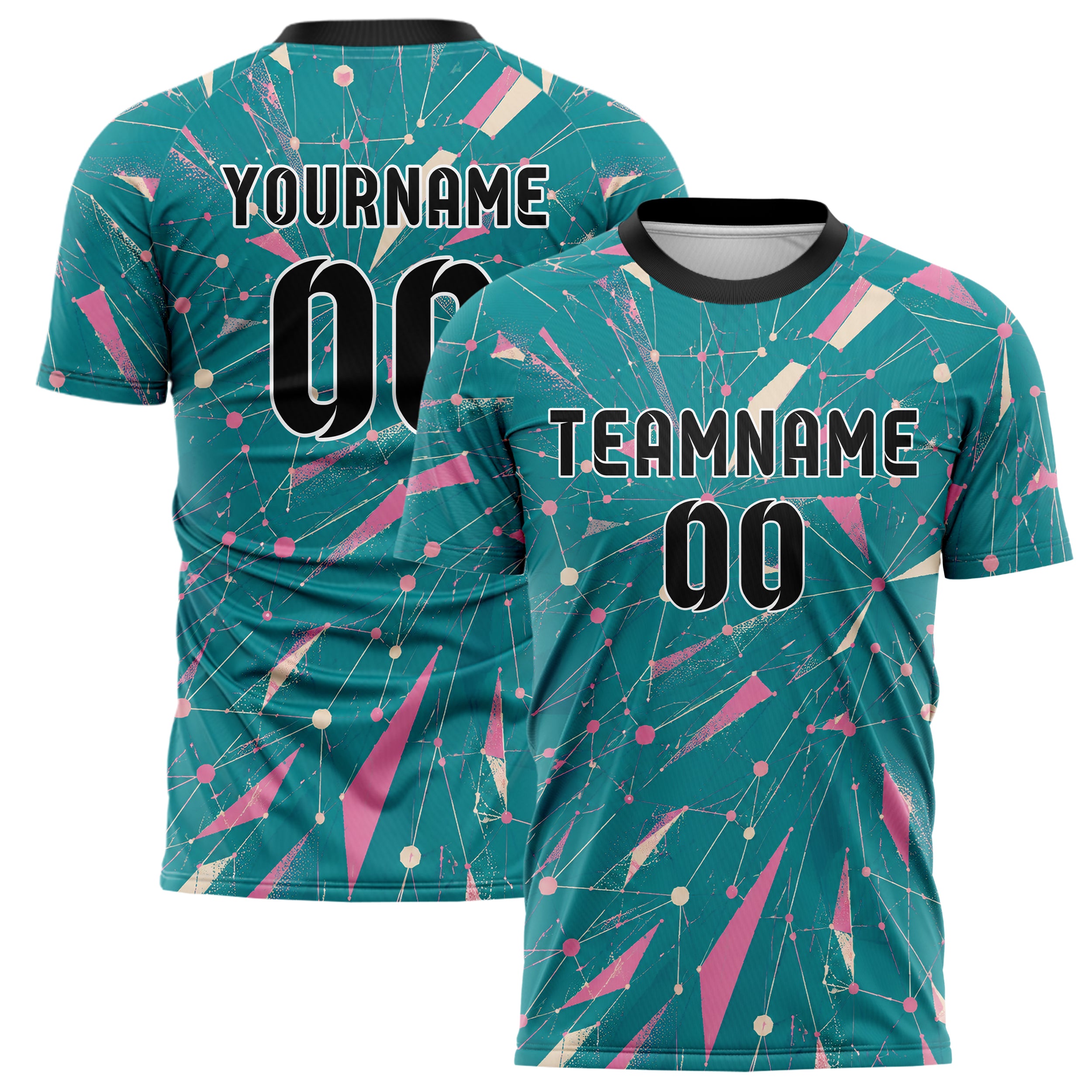 Petrol lebendiges abstrakte Linien Network Web Design 12-0295 individuelles Fußballtrikot main