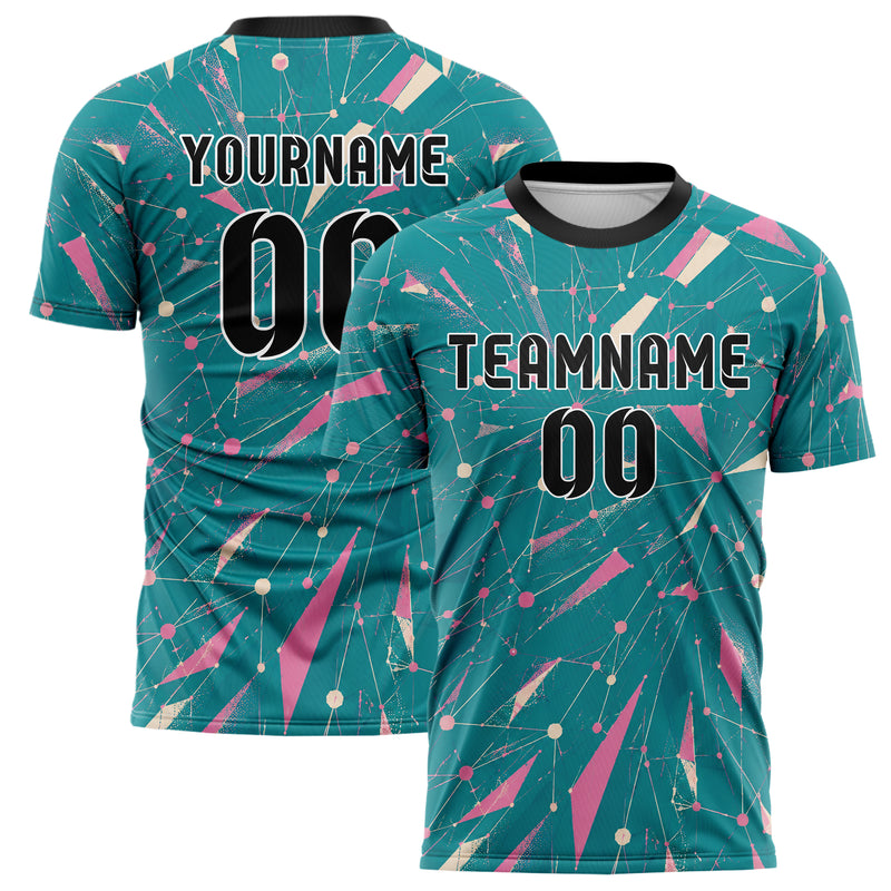 Petrol lebendiges abstrakte Linien Network Web Design 12-0295 individuelles Fußballtrikot main