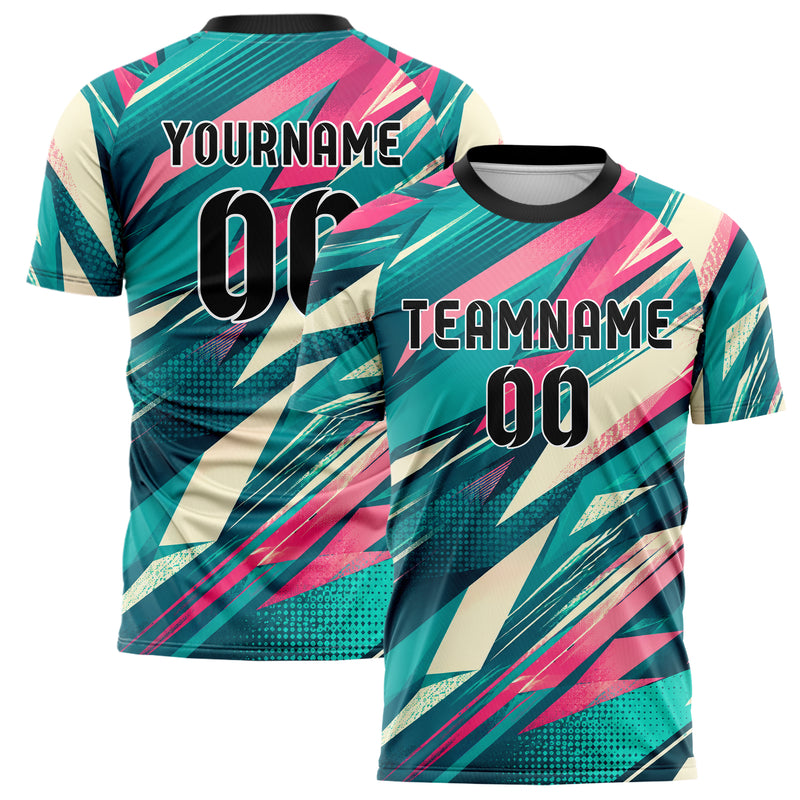 Petrol lebendiges abstrakte Linien Polygon Shards Design 12-0178 individuelles Fußballtrikot main