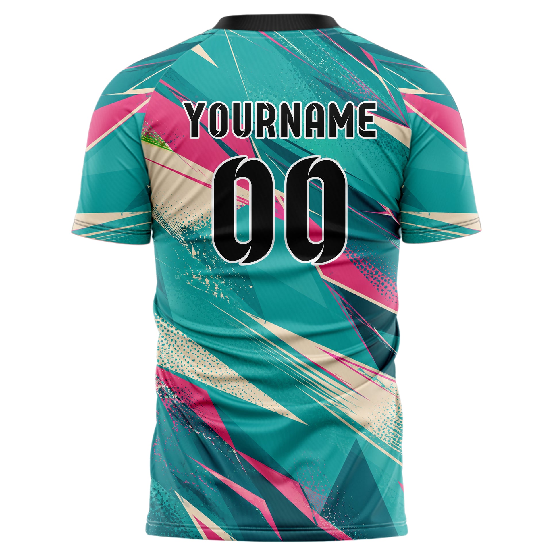 Petrol lebendiges abstrakte Linien Polygon Shards Design 12-0202 individuelles Fußballtrikot back