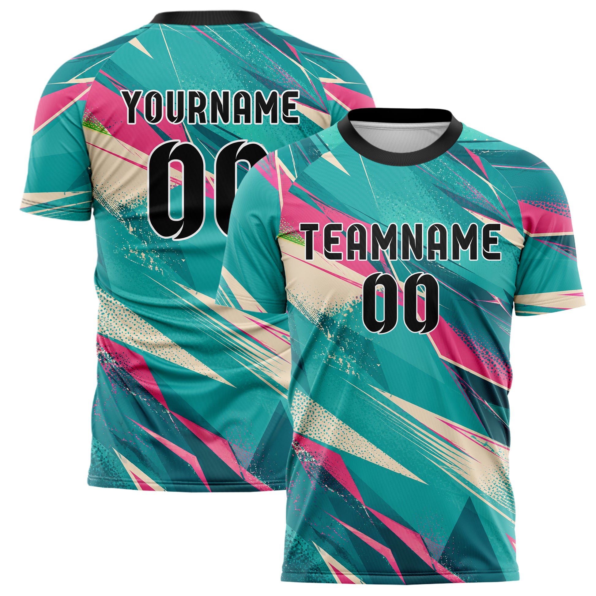 Petrol lebendiges abstrakte Linien Polygon Shards Design 12-0202 individuelles Fußballtrikot main