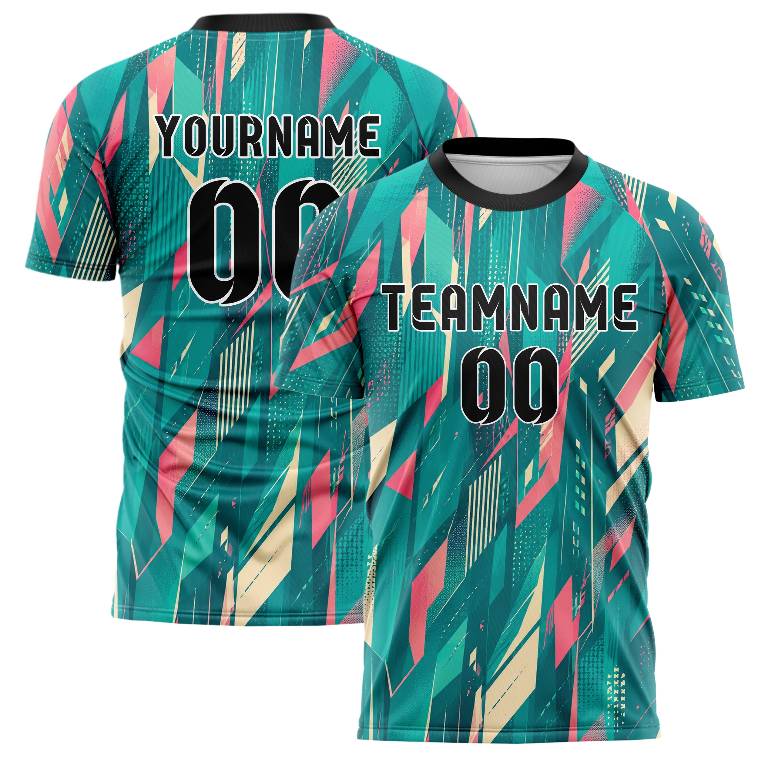 Petrol lebendiges abstrakte Linien Polygon Shards Design 12-0442 individuelles Fußballtrikot main