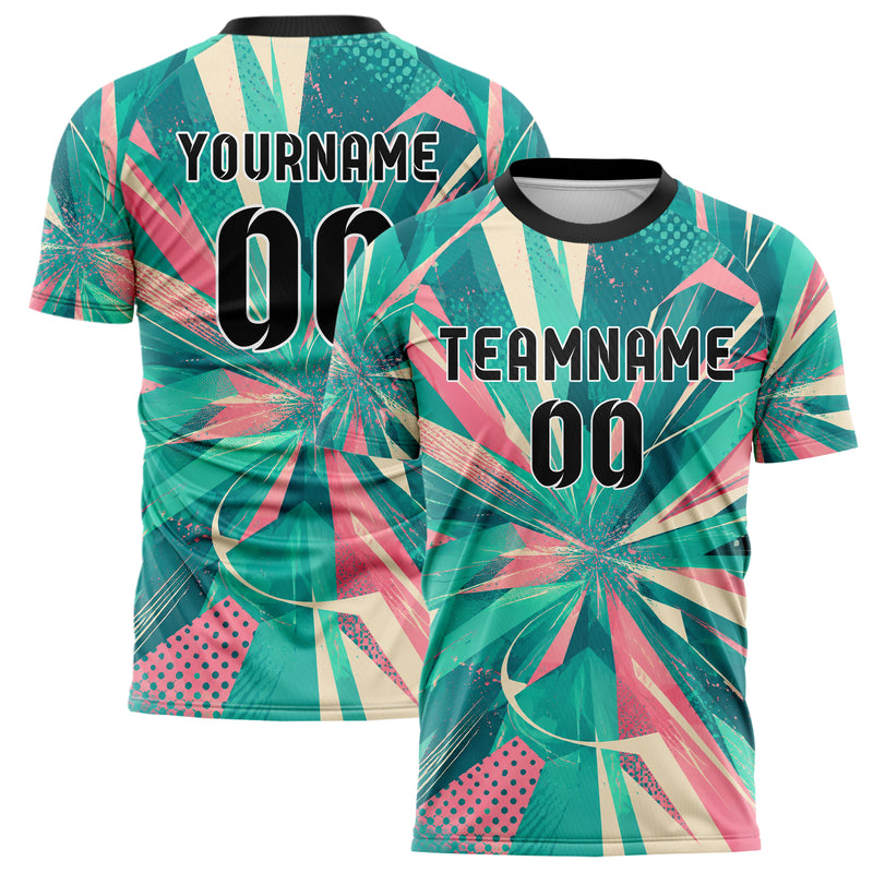 Petrol lebendiges abstrakte Linien Polygon Shards Design 12-0466 individuelles Fußballtrikot main