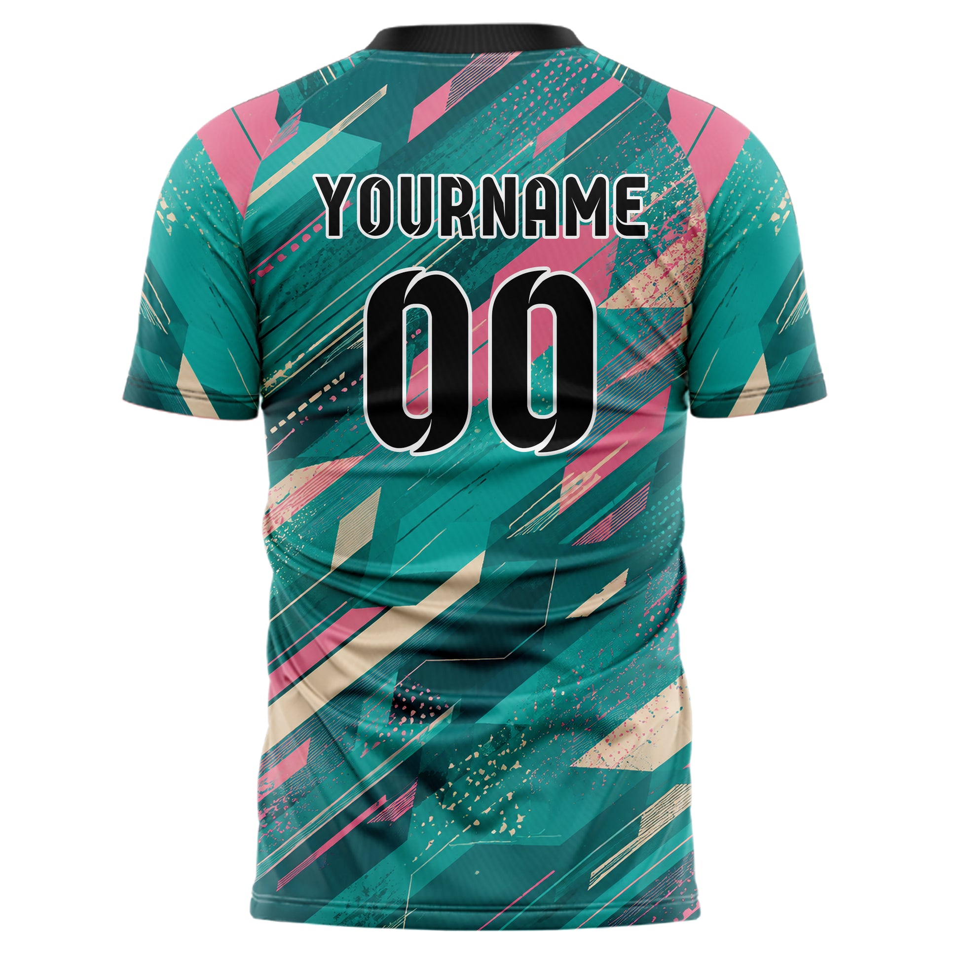 Petrol lebendiges abstrakte Linien Speckles Line Accents Design 12-0520 individuelles Fußballtrikot back