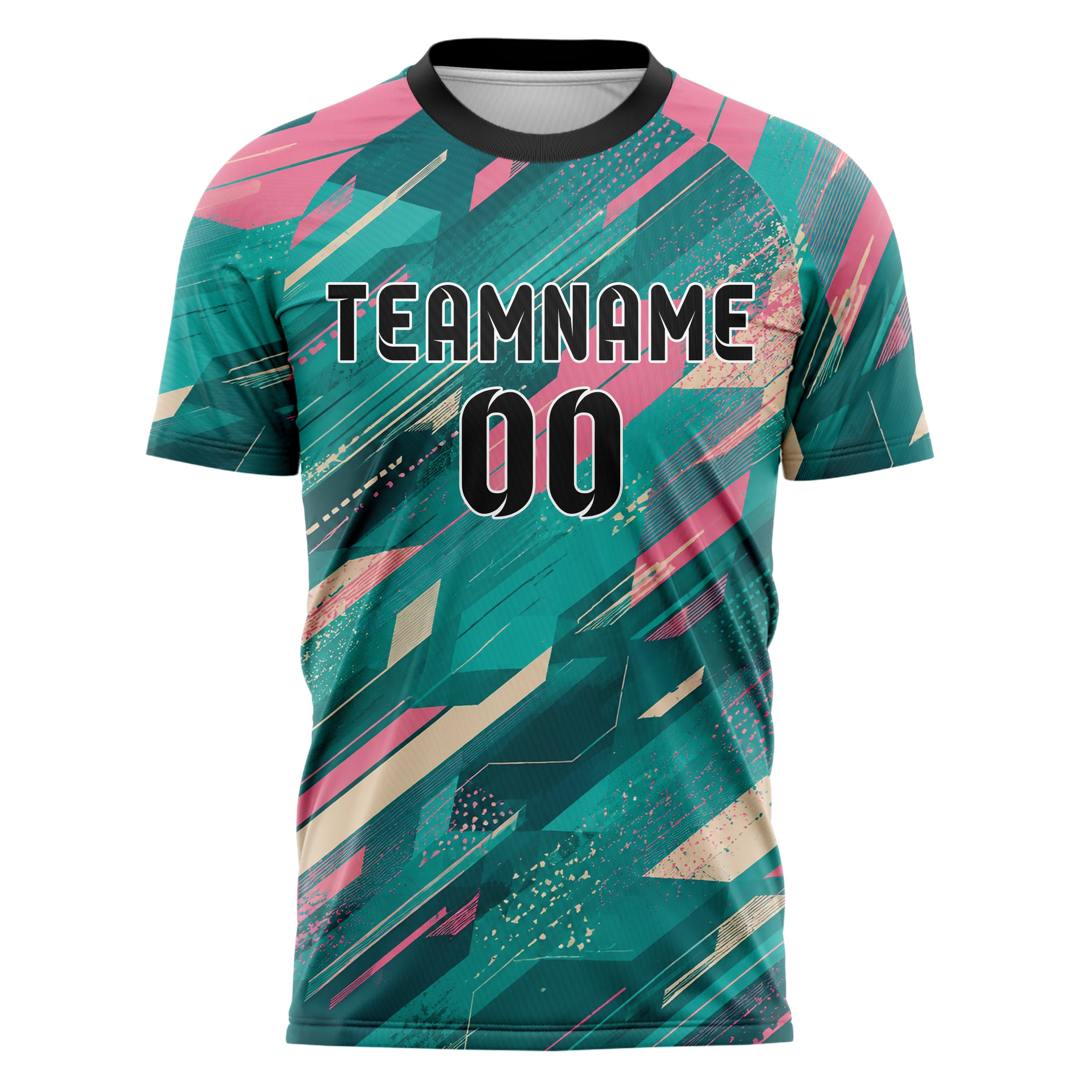 Petrol lebendiges abstrakte Linien Speckles Line Accents Design 12-0520 individuelles Fußballtrikot front