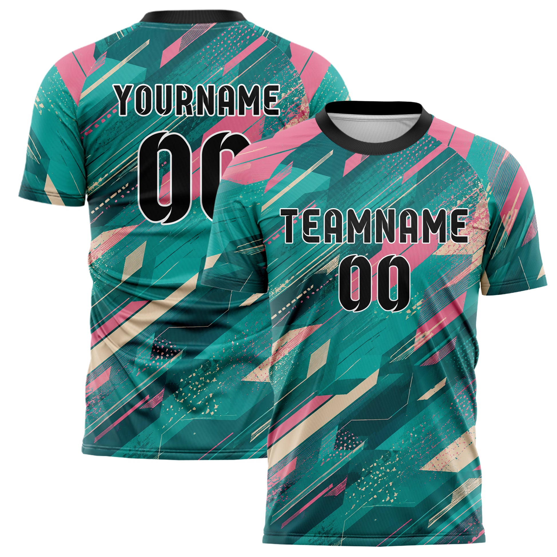 Petrol lebendiges abstrakte Linien Speckles Line Accents Design 12-0520 individuelles Fußballtrikot main