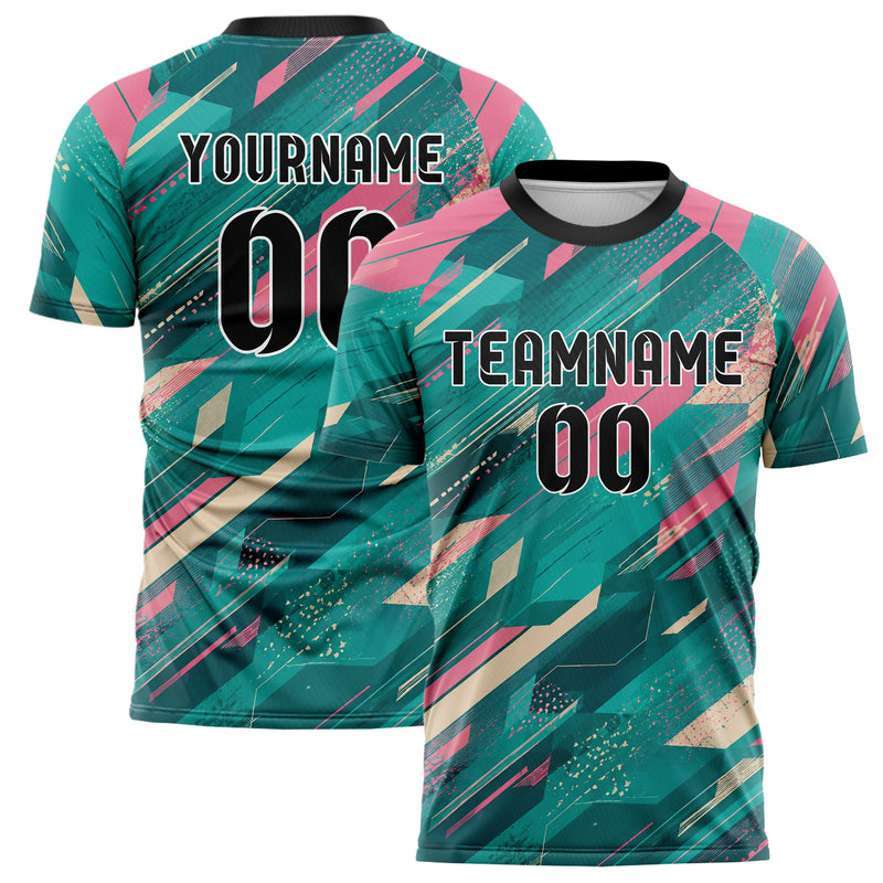 Petrol lebendiges abstrakte Linien Speckles Line Accents Design 12-0520 individuelles Fußballtrikot main