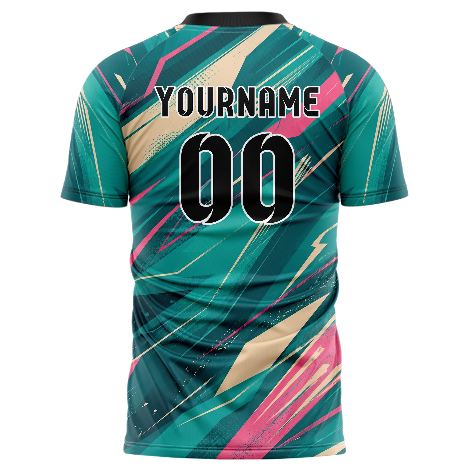 Petrol lebendiges abstrakte Linien Speckles Line Accents Design 12-0568 individuelles Fußballtrikot back