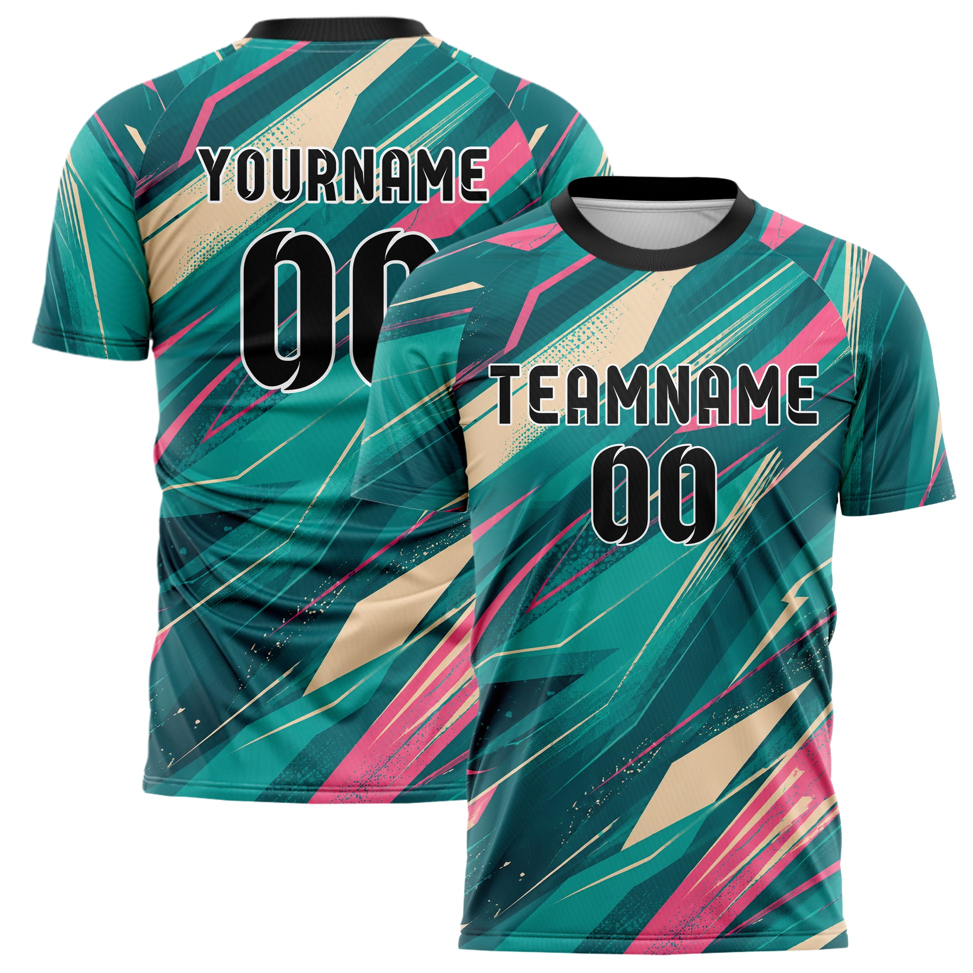 Petrol lebendiges abstrakte Linien Speckles Line Accents Design 12-0568 individuelles Fußballtrikot main