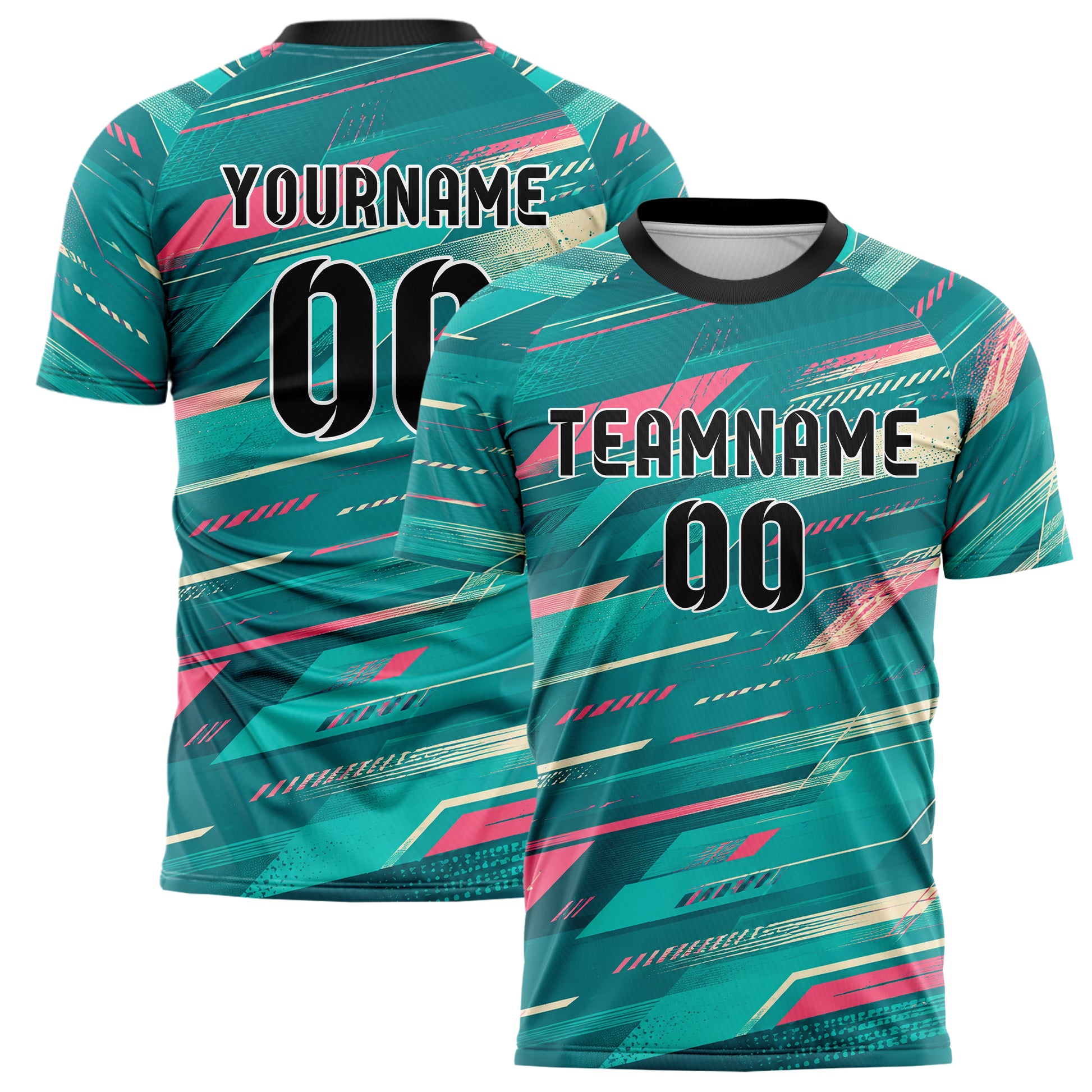Petrol lebendiges abstrakte Linien Speckles Line Accents Design 12-0592 individuelles Fußballtrikot main