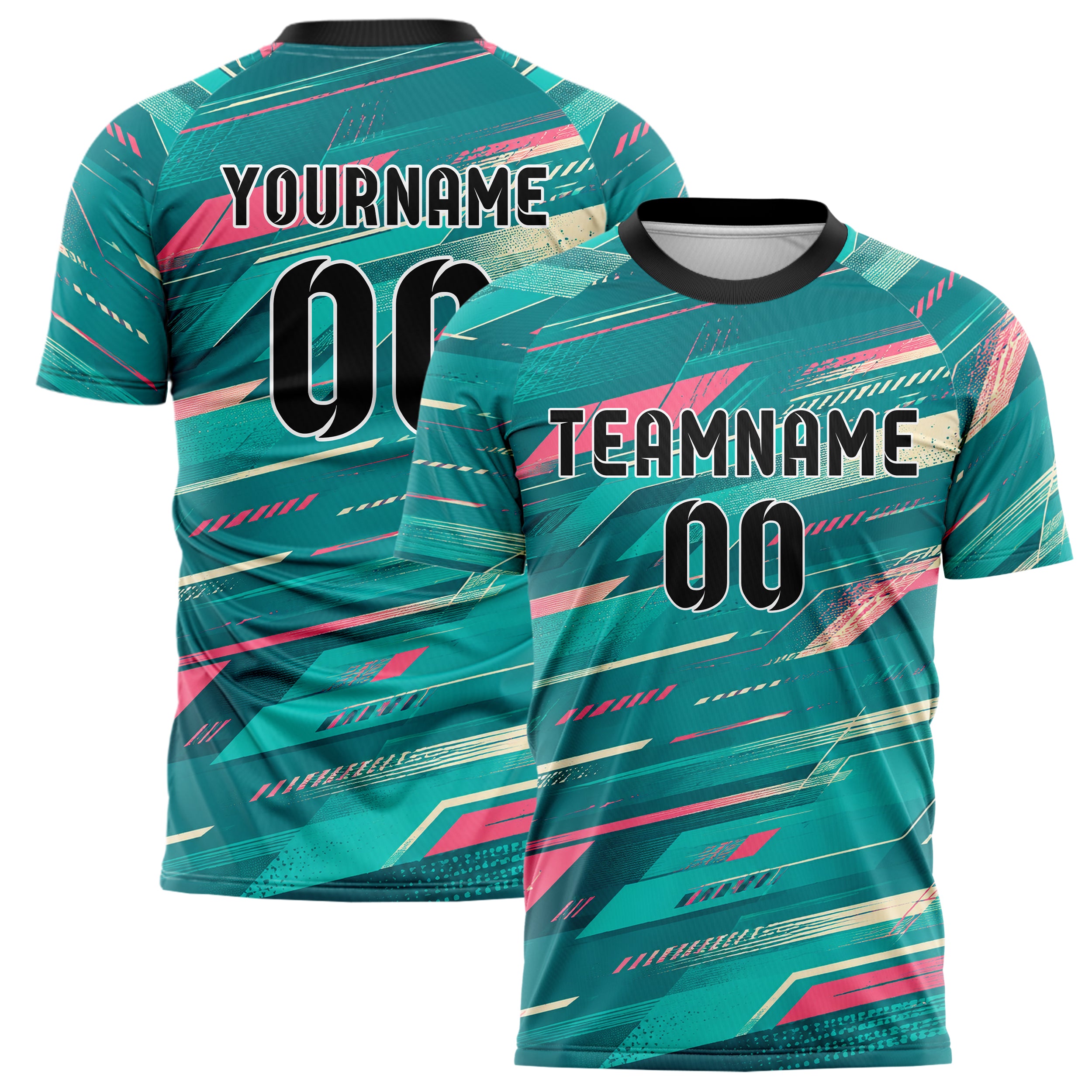 Petrol lebendiges abstrakte Linien Speckles Line Accents Design 12-0592 individuelles Fußballtrikot main