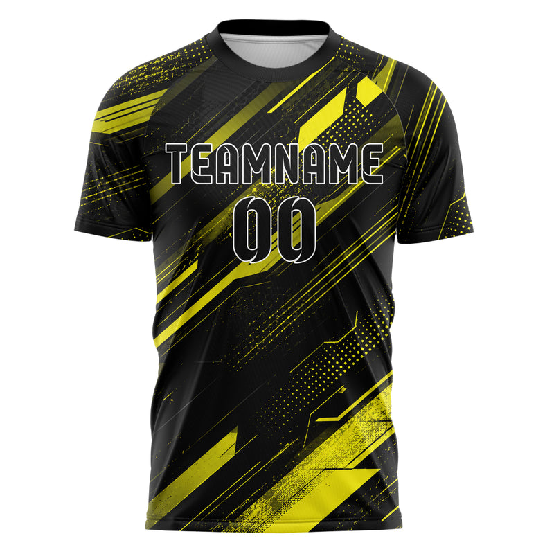 Schwarz neonfarbenes abstrakte Linien Speckles Line Accents Design 12-0040 individuelles Fußballtrikot front