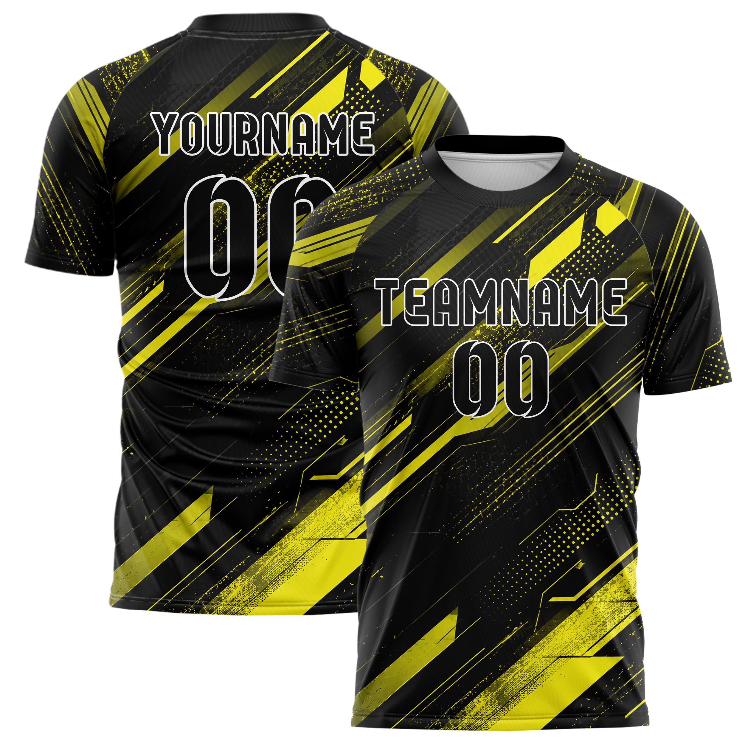 Schwarz neonfarbenes abstrakte Linien Speckles Line Accents Design 12-0040 individuelles Fußballtrikot main