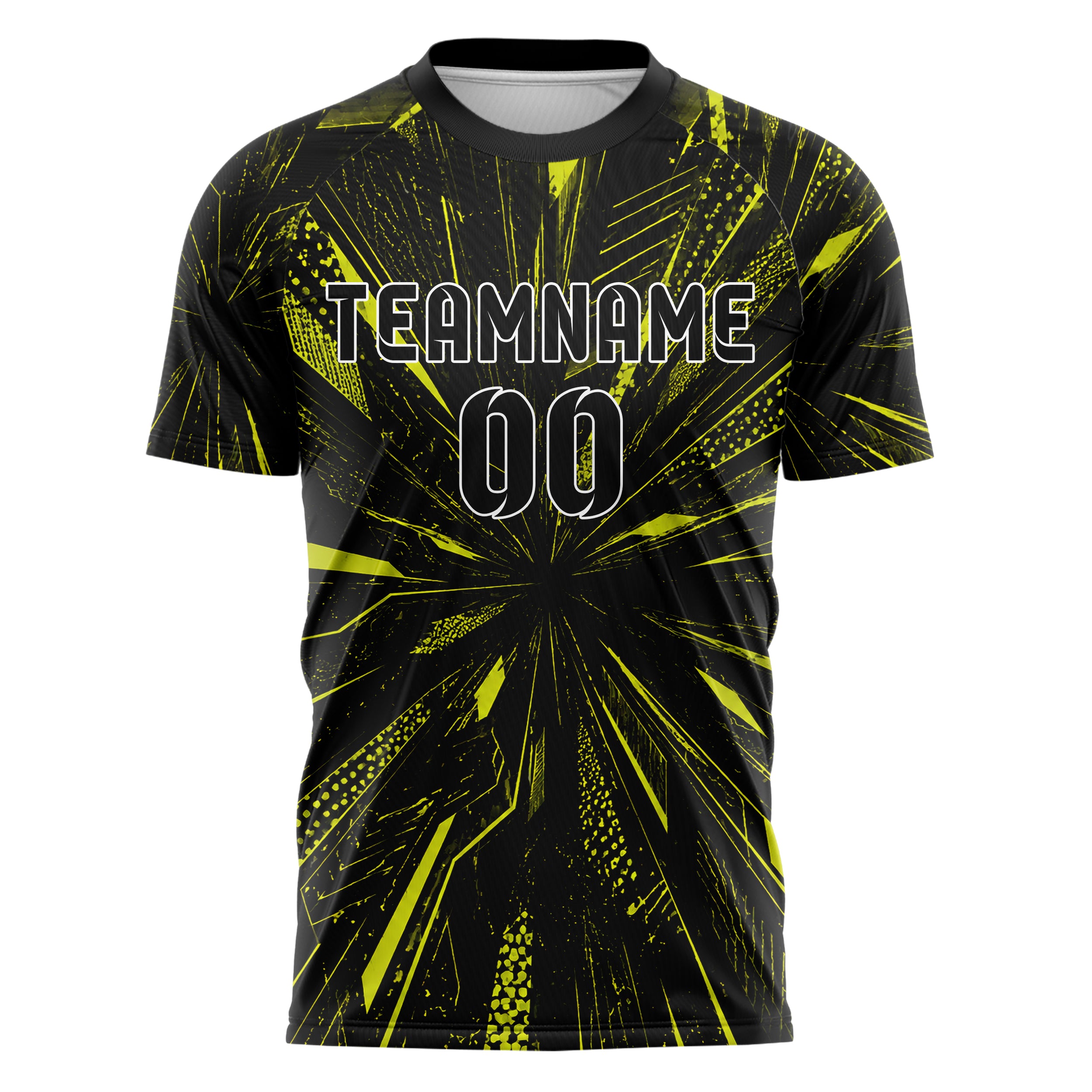 Schwarz neonfarbenes abstrakte Linien Speckles Line Accents Design 12-0232 individuelles Fußballtrikot front