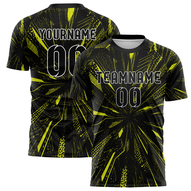 Schwarz neonfarbenes abstrakte Linien Speckles Line Accents Design 12-0232 individuelles Fußballtrikot main