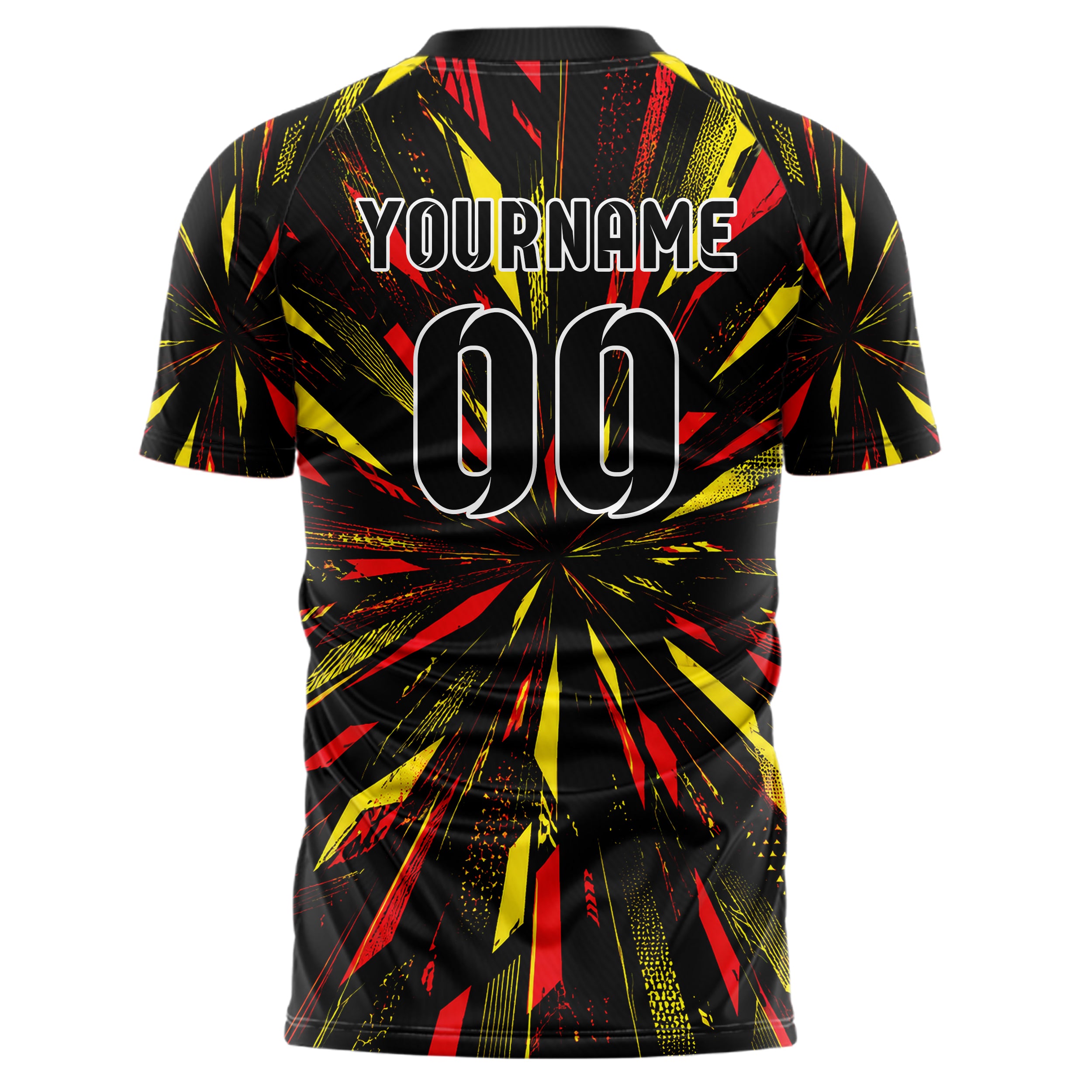 Schwarz lebendiges abstrakte Linien diagonale Streamlines Design 12-0083 individuelles Fußballtrikot back