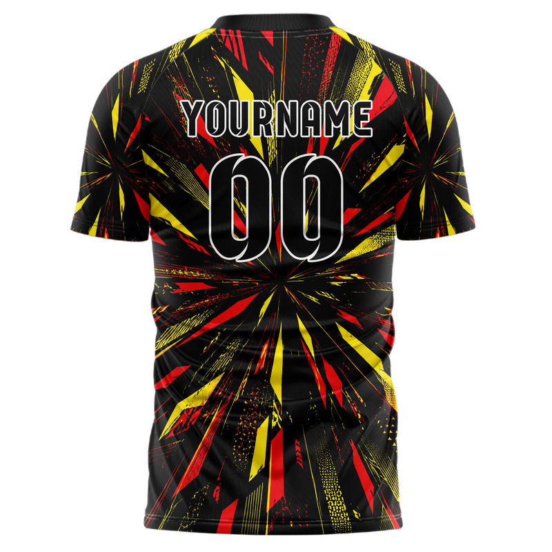 Schwarz lebendiges abstrakte Linien diagonale Streamlines Design 12-0083 individuelles Fußballtrikot back