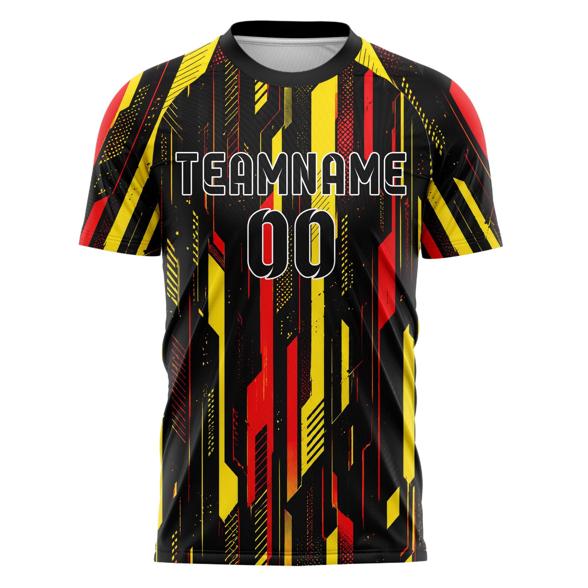 Schwarz lebendiges abstrakte Linien diagonale Streamlines Design 12-0515 individuelles Fußballtrikot front