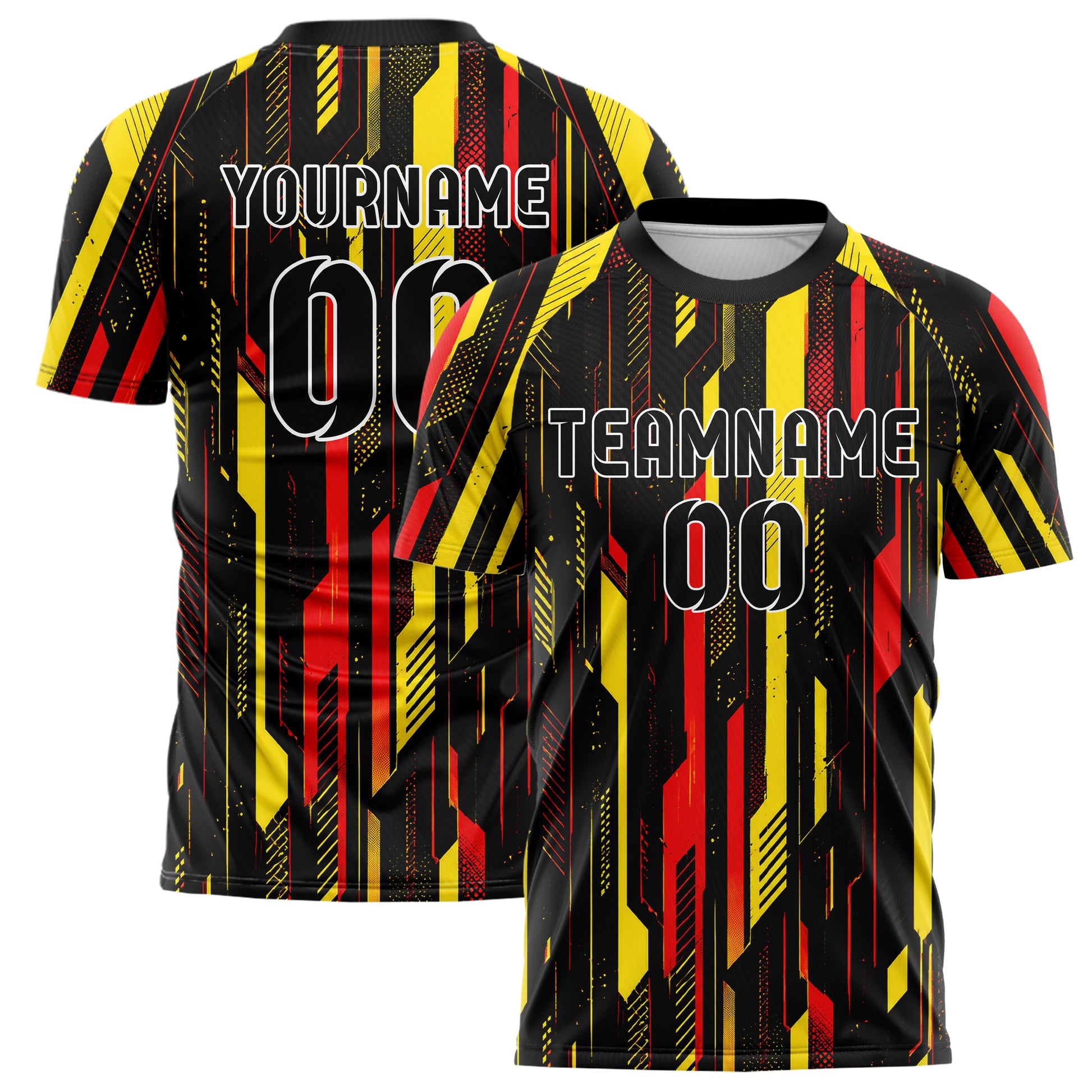 Schwarz lebendiges abstrakte Linien diagonale Streamlines Design 12-0515 individuelles Fußballtrikot main
