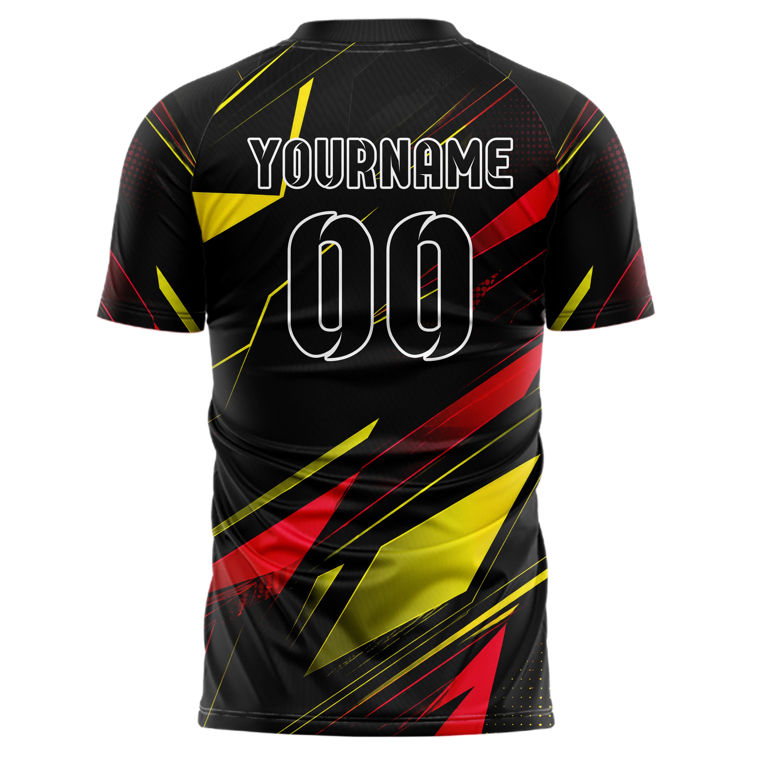 Schwarz lebendiges abstrakte Linien Polygon Shards Design 12-0170 individuelles Fußballtrikot back