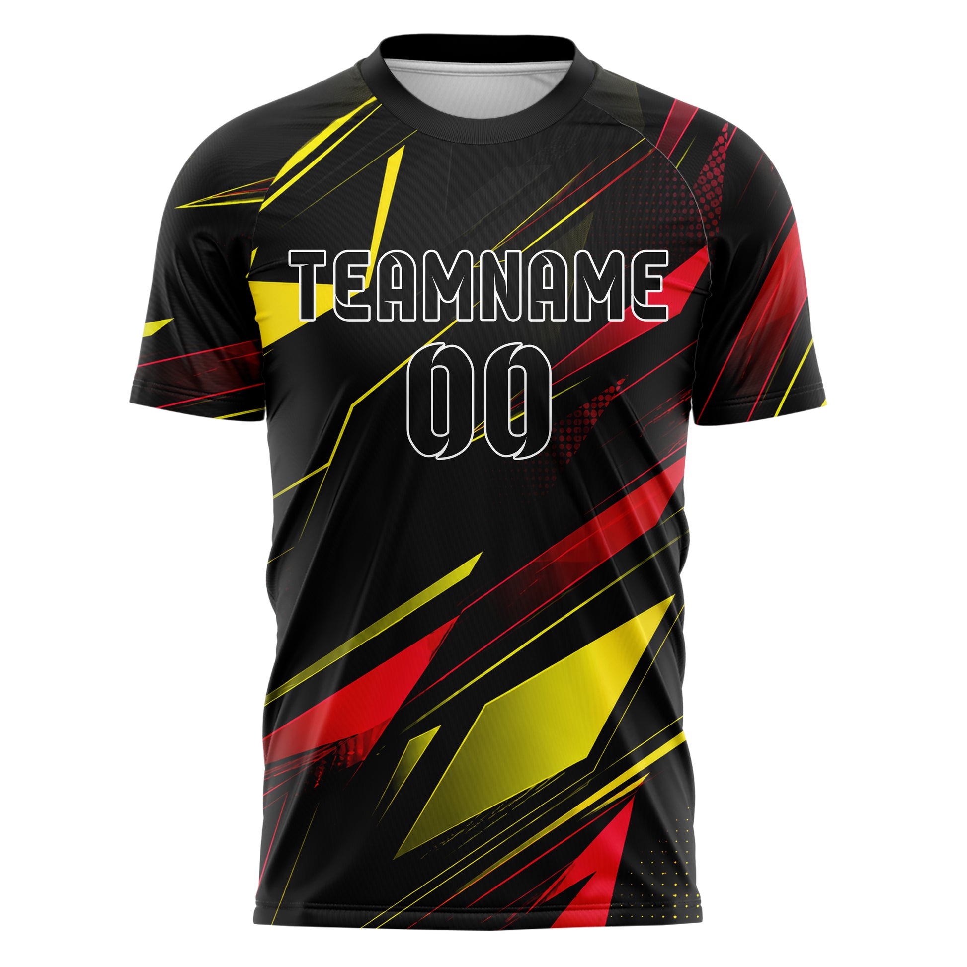 Schwarz lebendiges abstrakte Linien Polygon Shards Design 12-0170 individuelles Fußballtrikot front